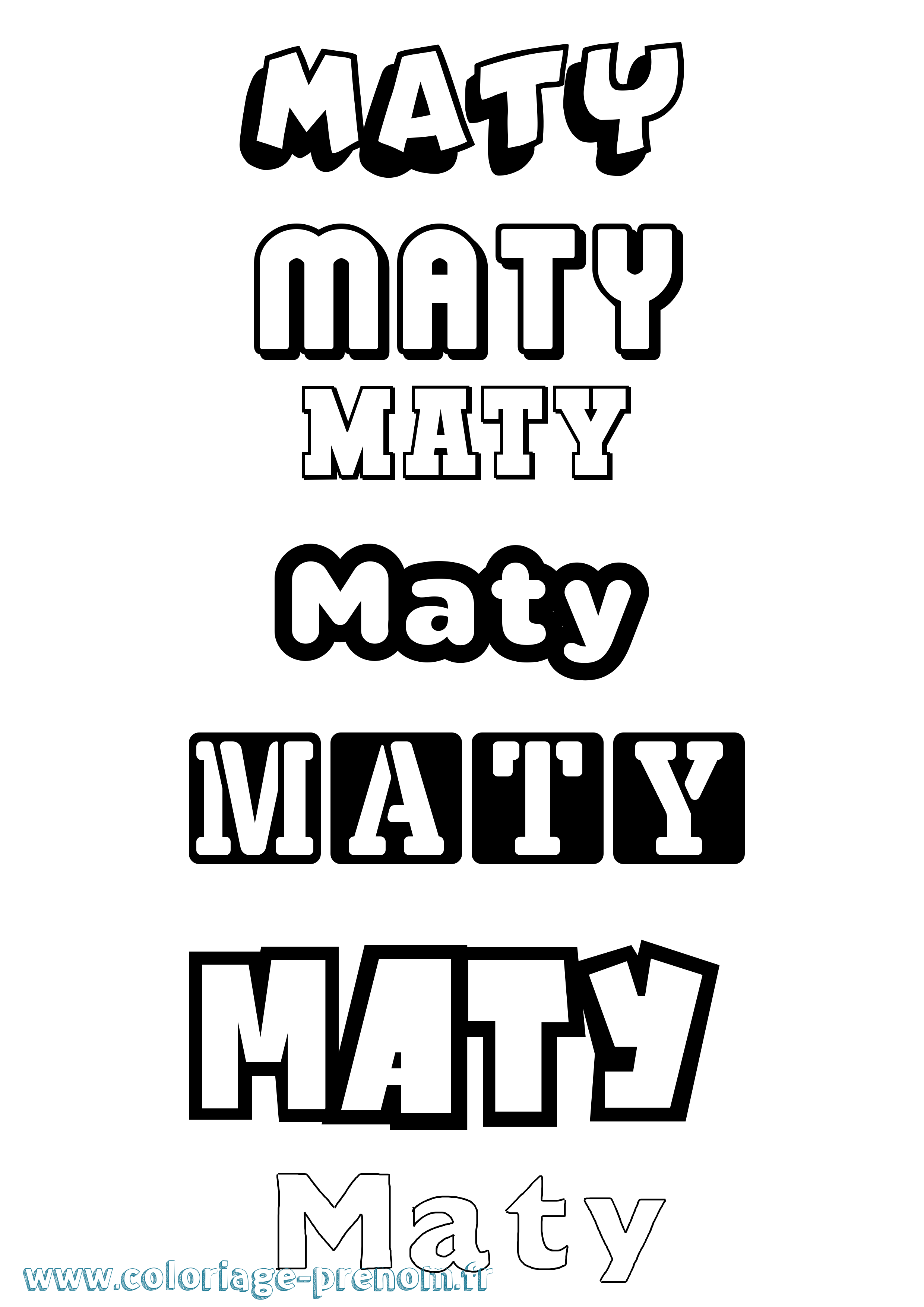 Coloriage prénom Maty Simple
