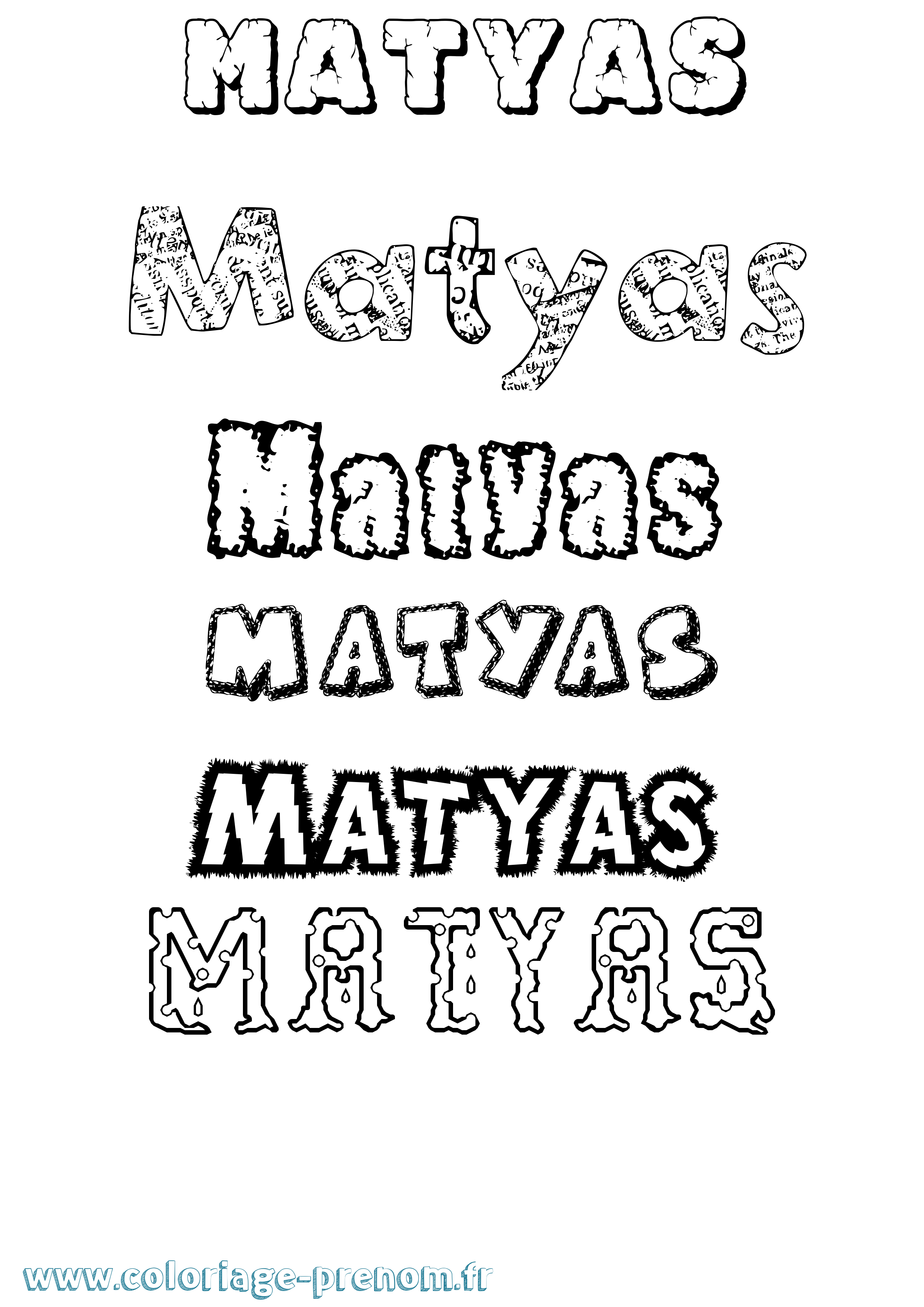 Coloriage prénom Mátyás Destructuré