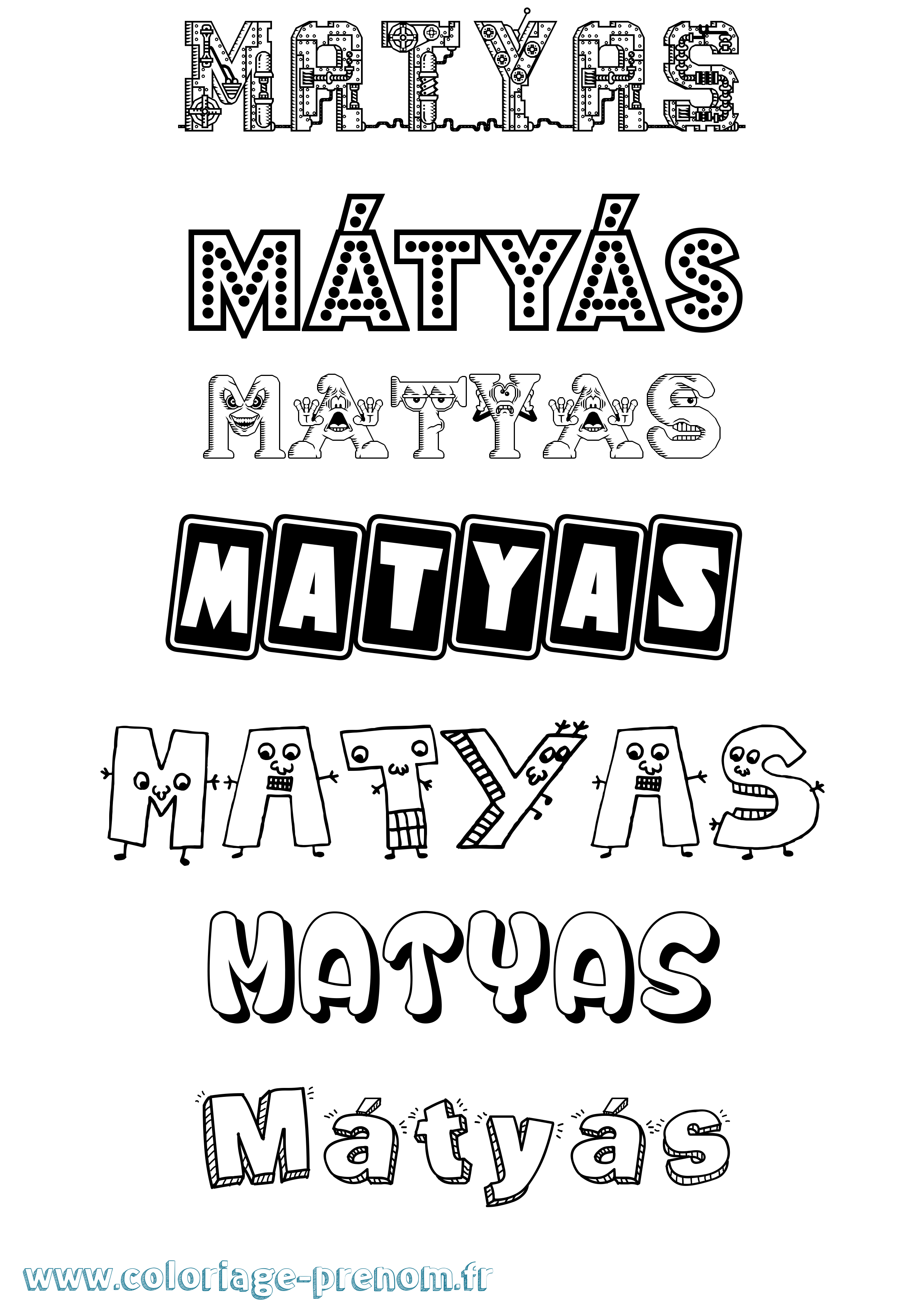 Coloriage prénom Mátyás Fun