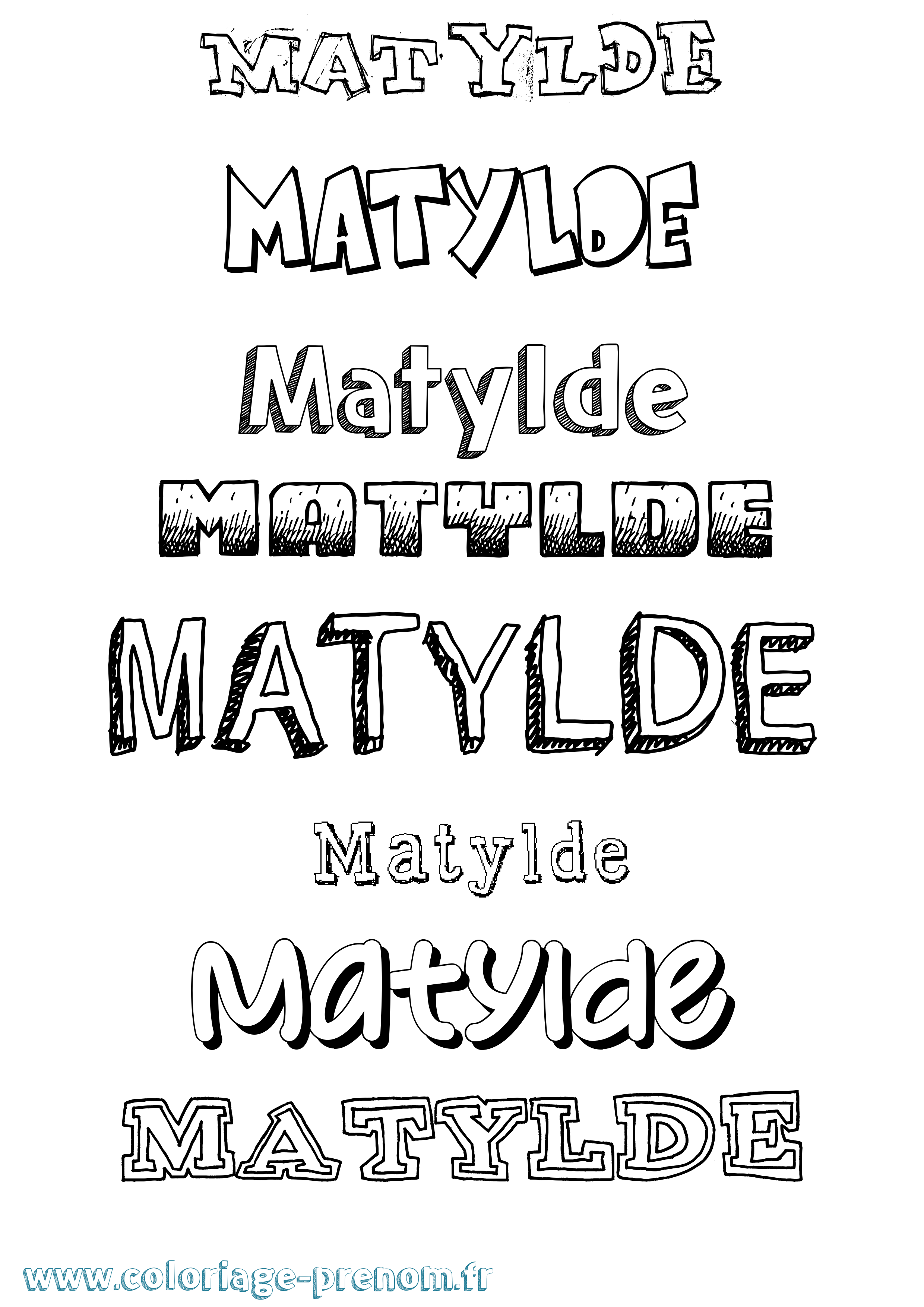 Coloriage prénom Matylde Dessiné