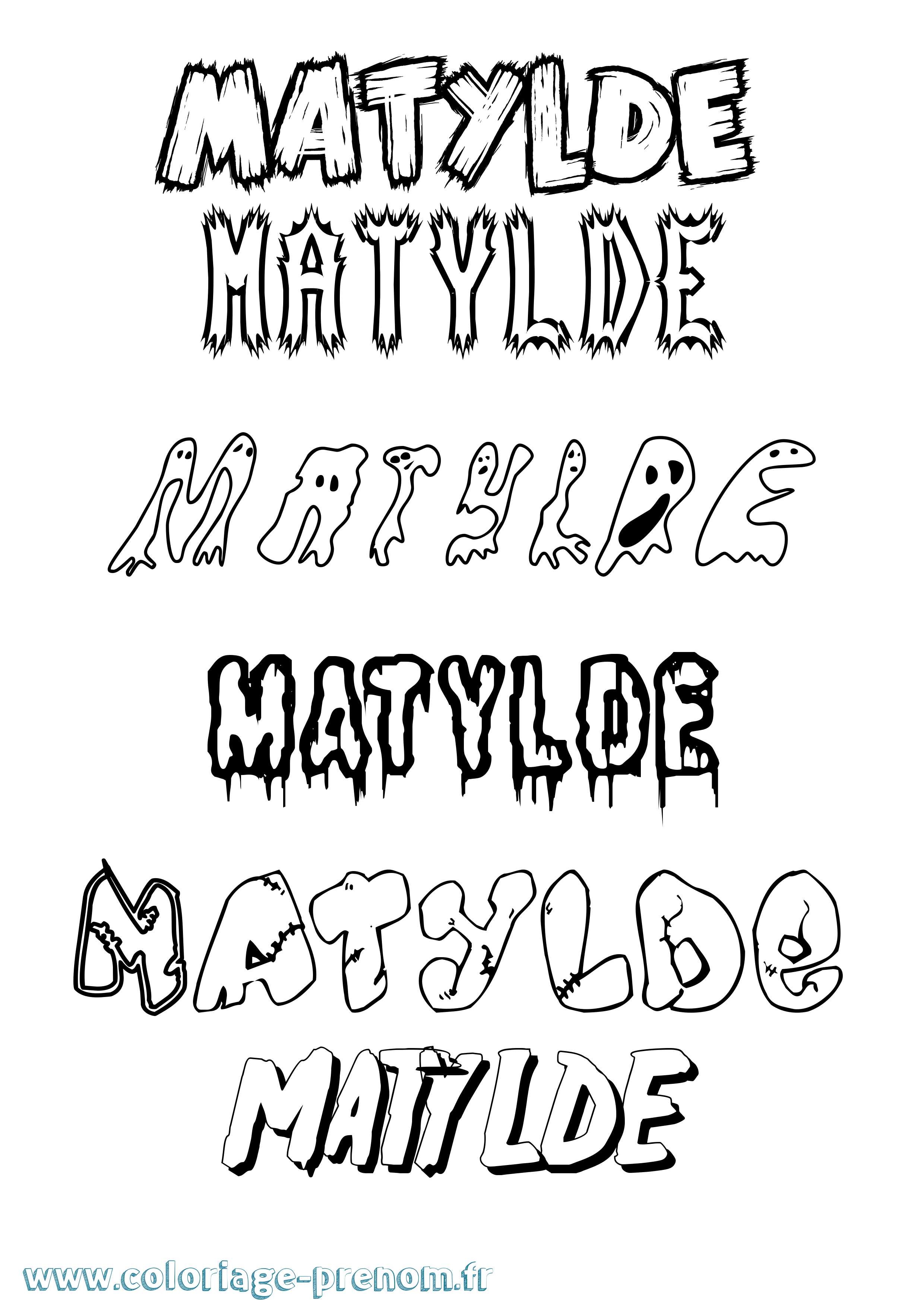 Coloriage prénom Matylde Frisson