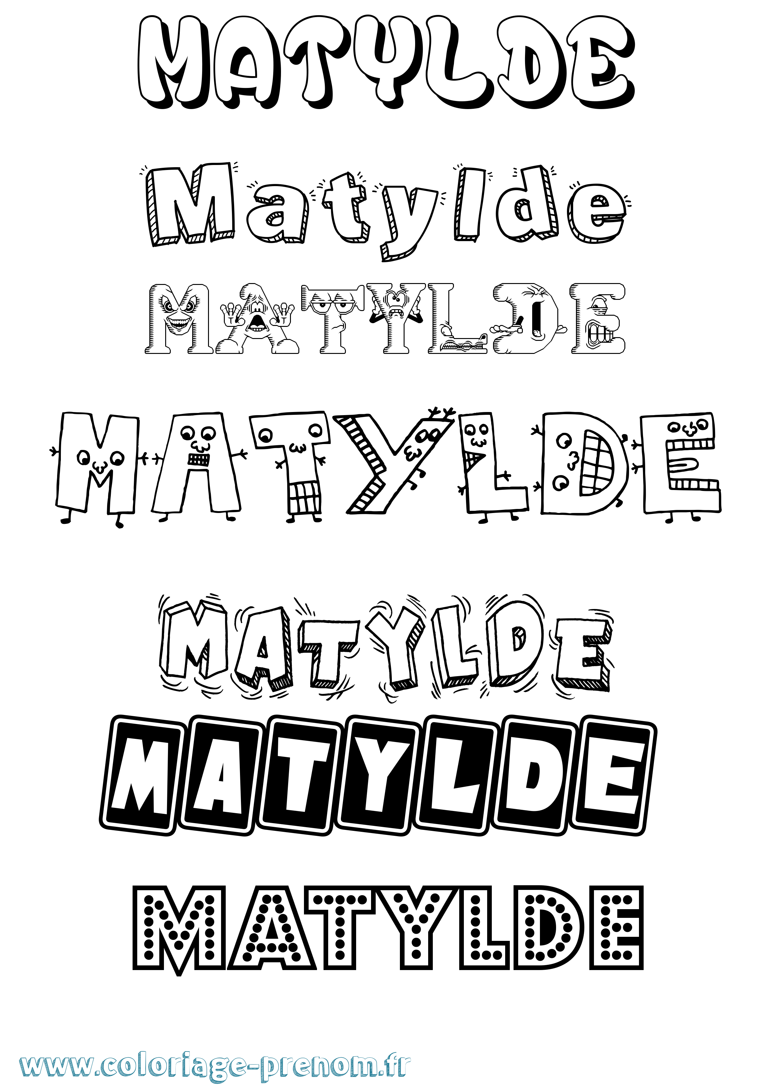 Coloriage prénom Matylde Fun