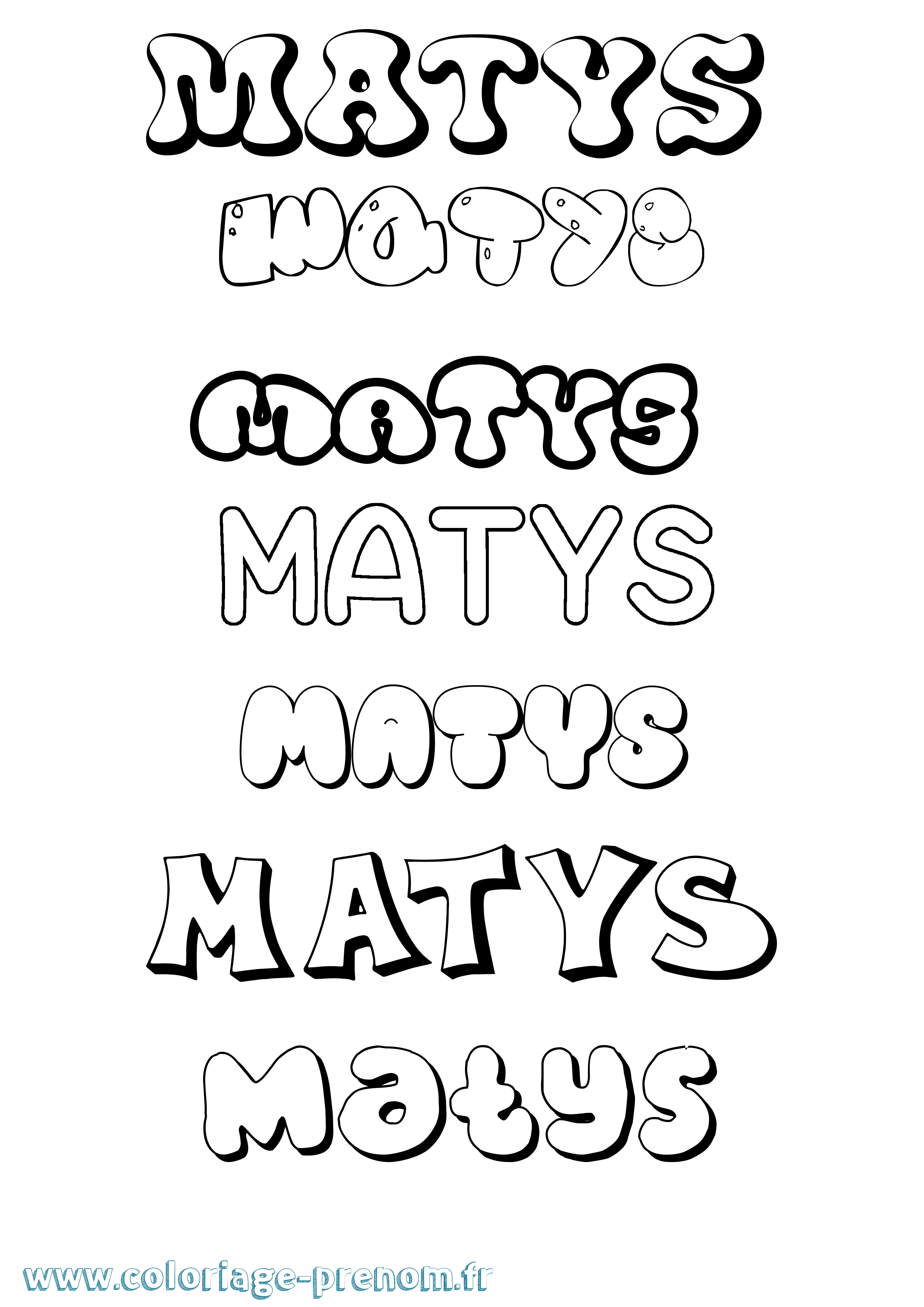 Coloriage prénom Matys Bubble