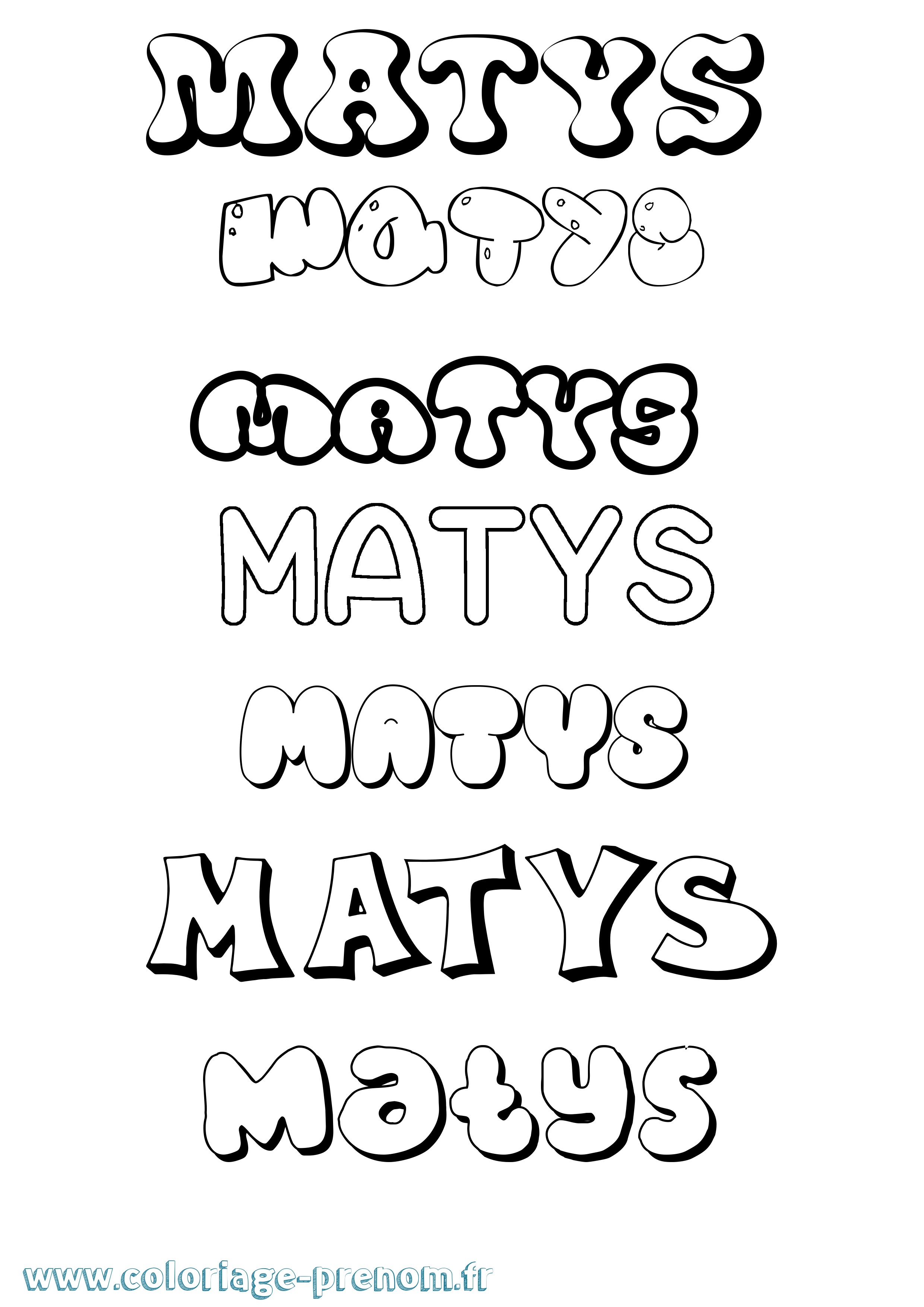 Coloriage Matys Bubble Coloriage prénom Matys Bubble