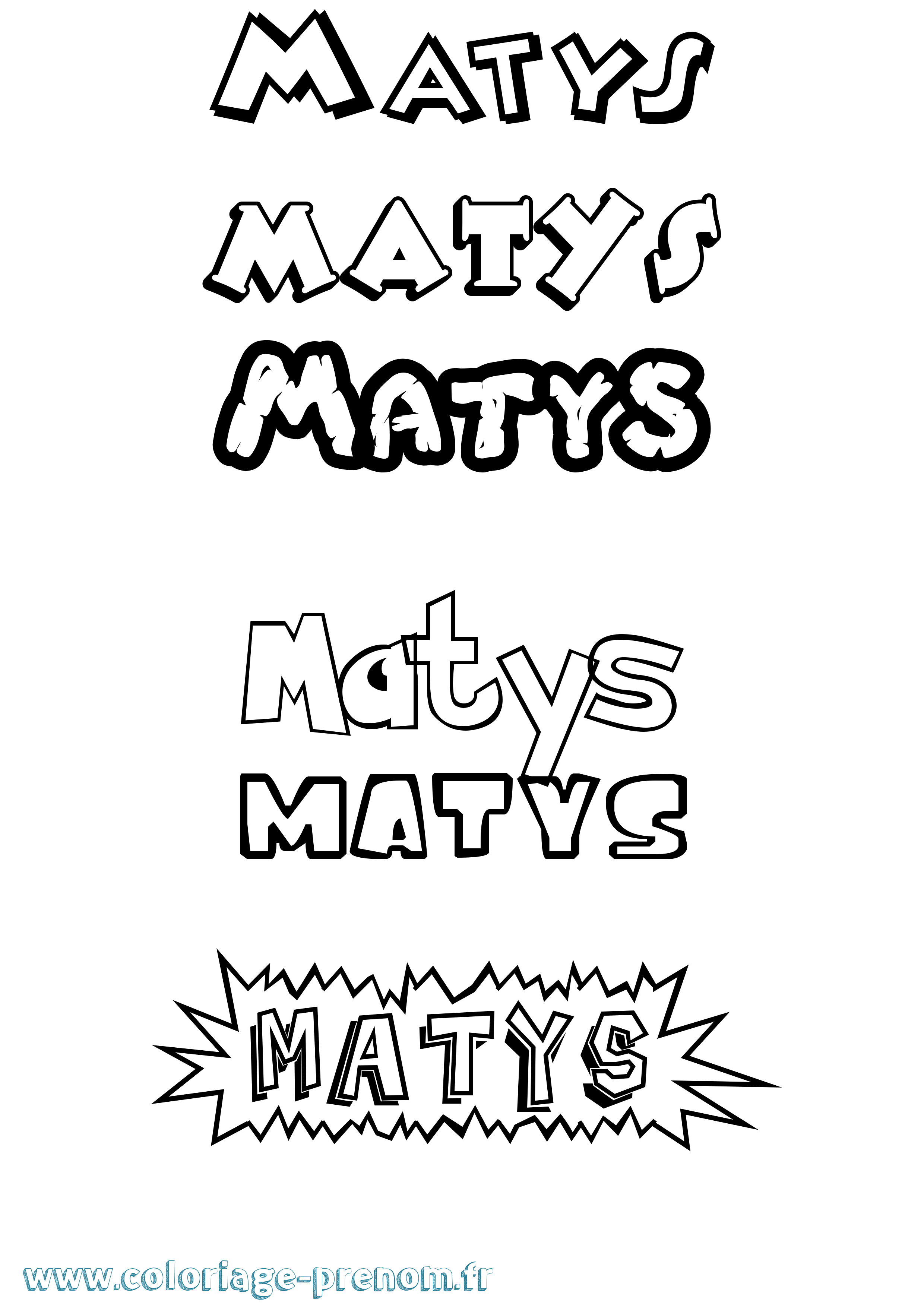 Coloriage Matys Dessin Animé Coloriage prénom Matys Dessin Animé