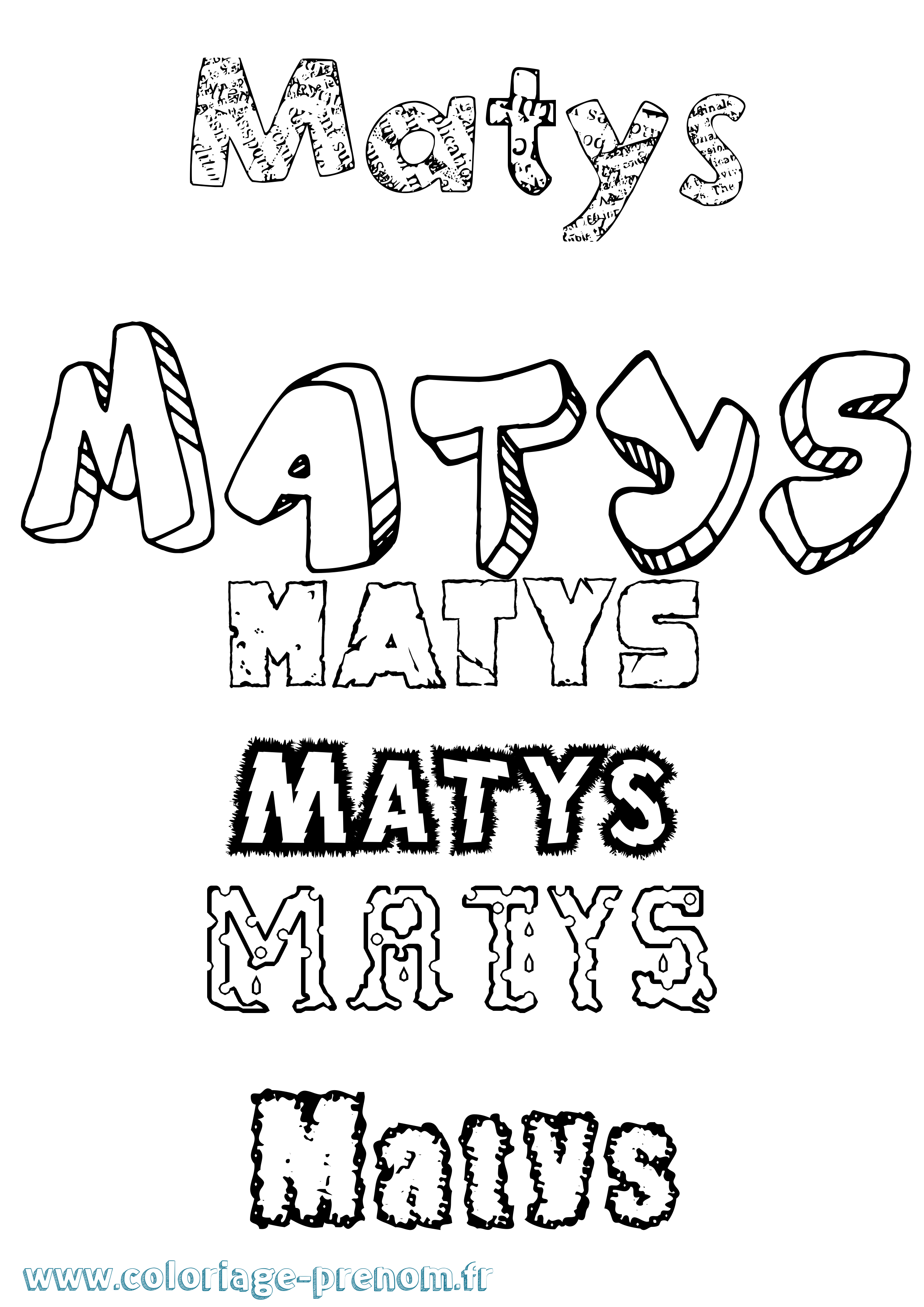 Coloriage prénom Matys Destructuré
