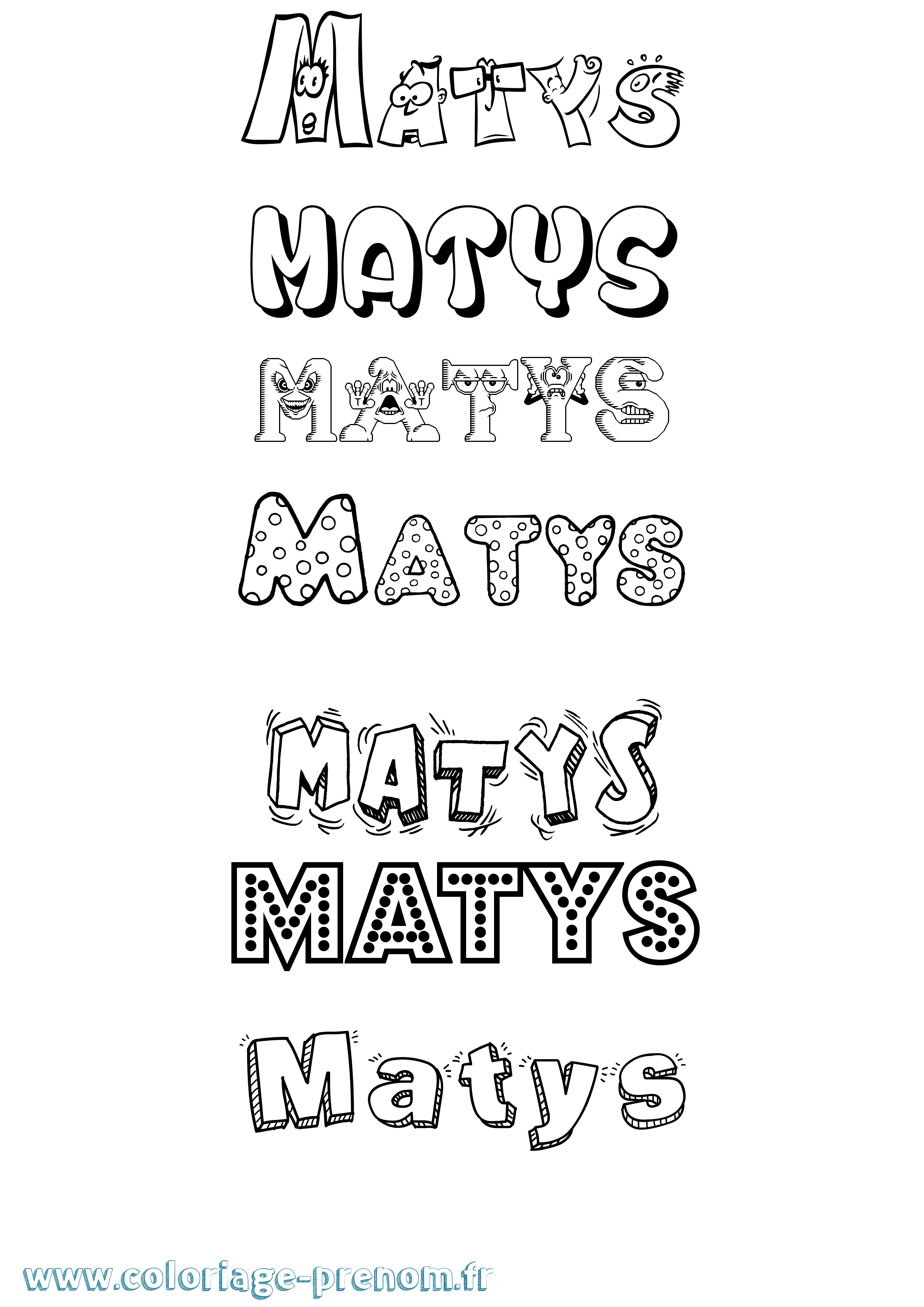 Coloriage prénom Matys Fun