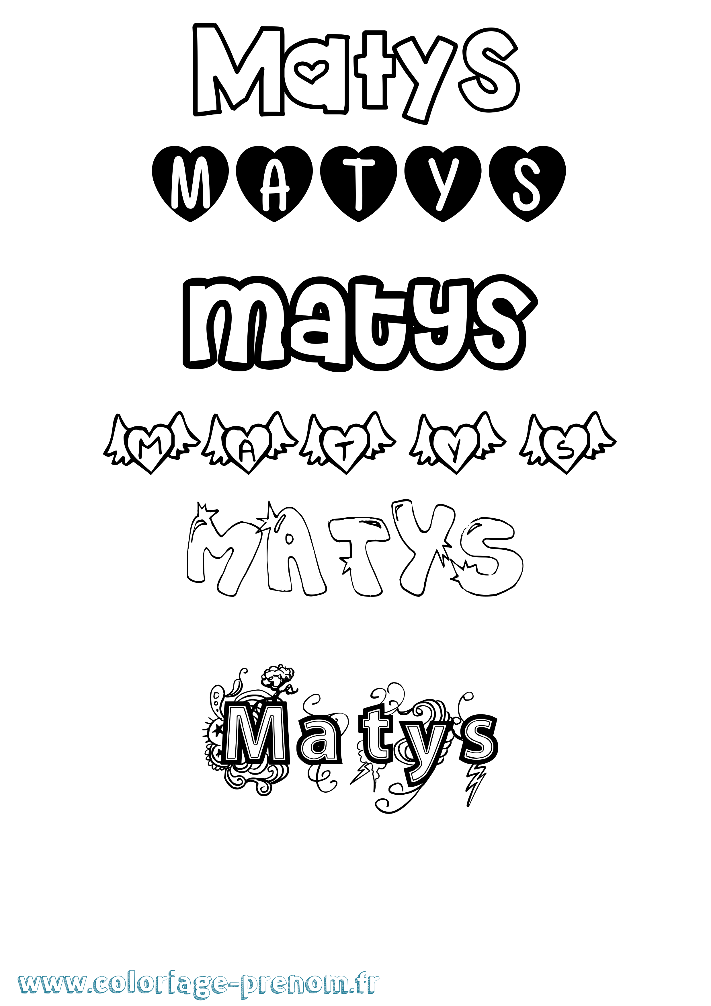 Coloriage Matys Girly Coloriage prénom Matys Girly