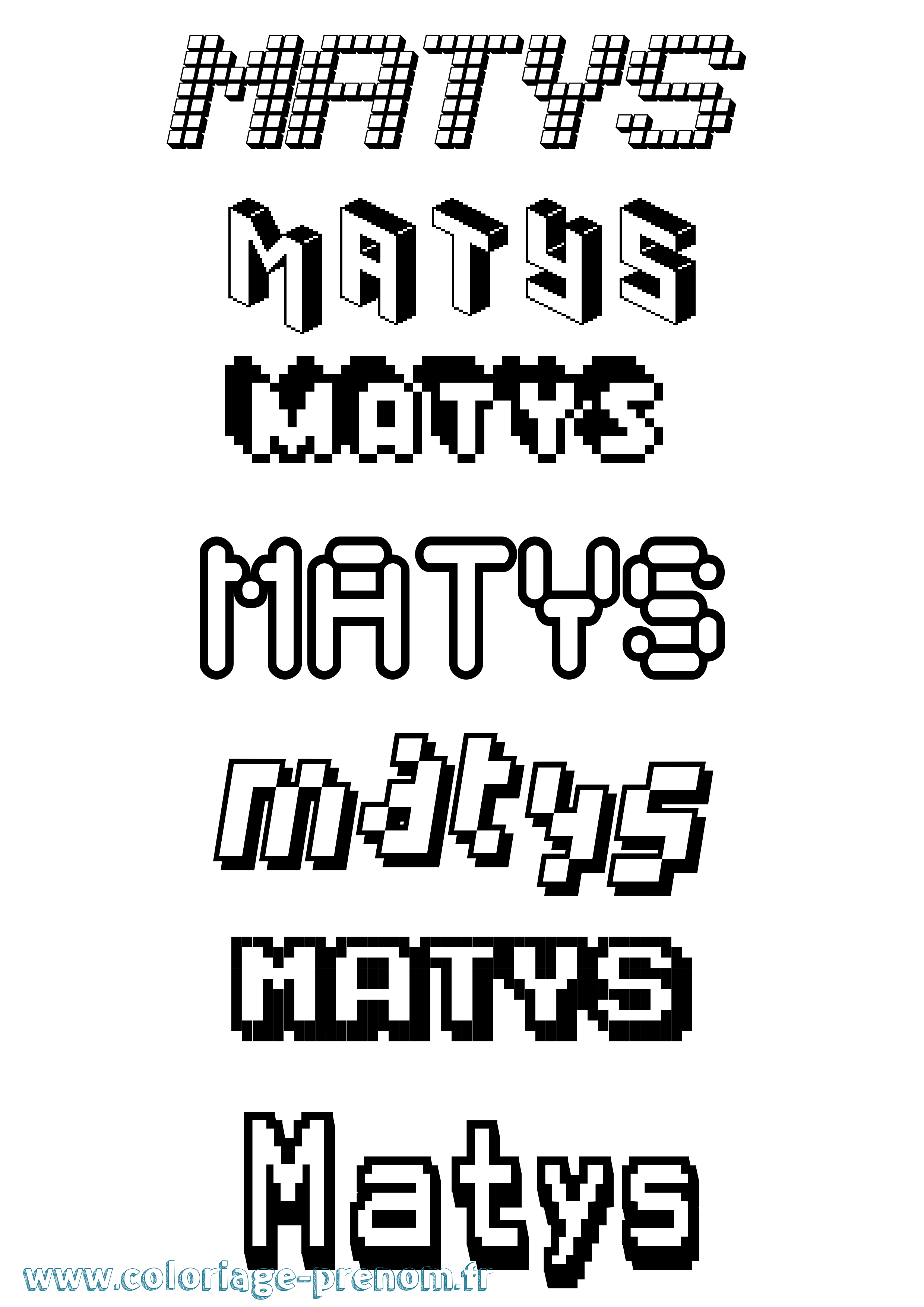 Coloriage Matys Pixel Coloriage prénom Matys Pixel