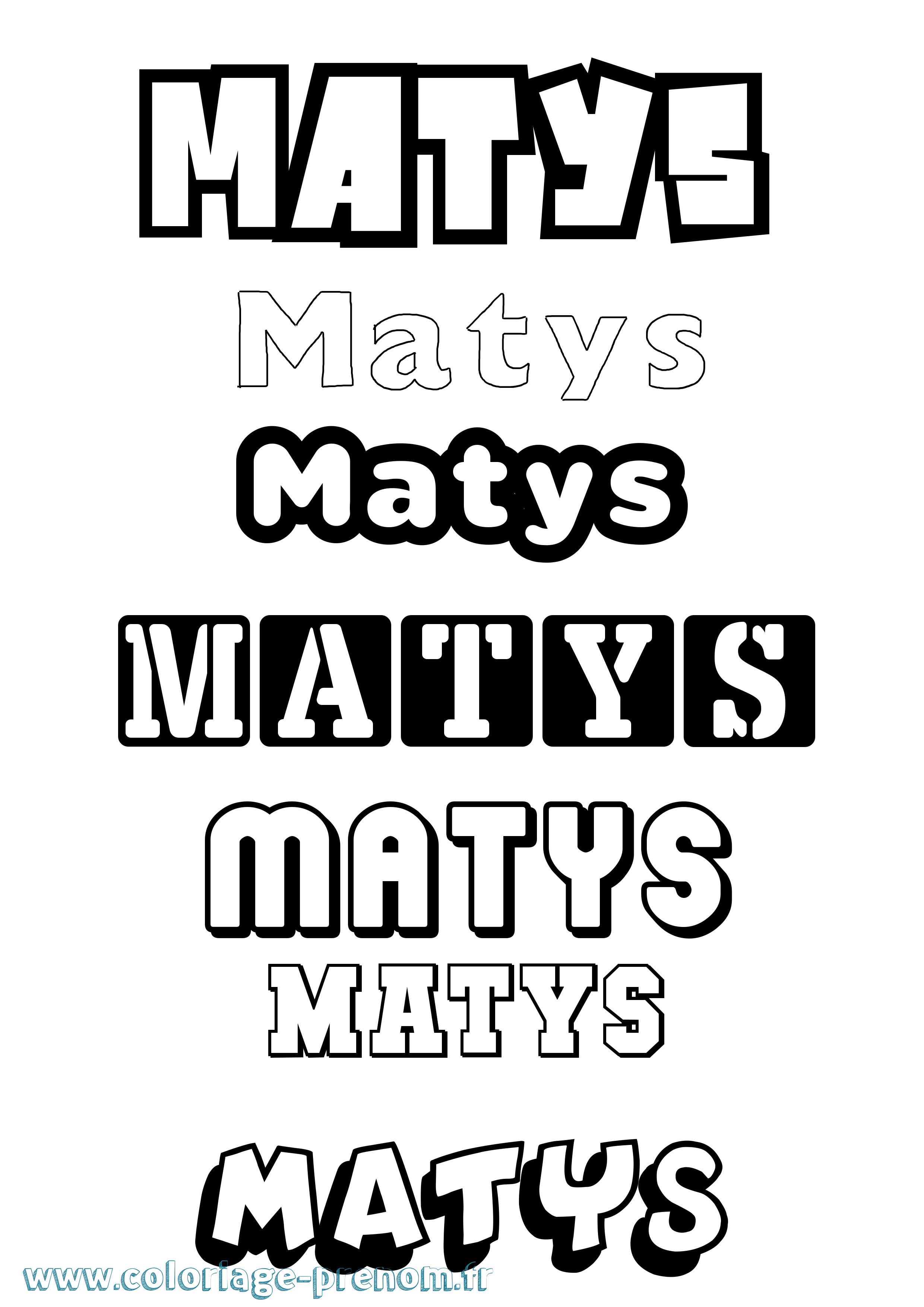Coloriage prénom Matys Simple