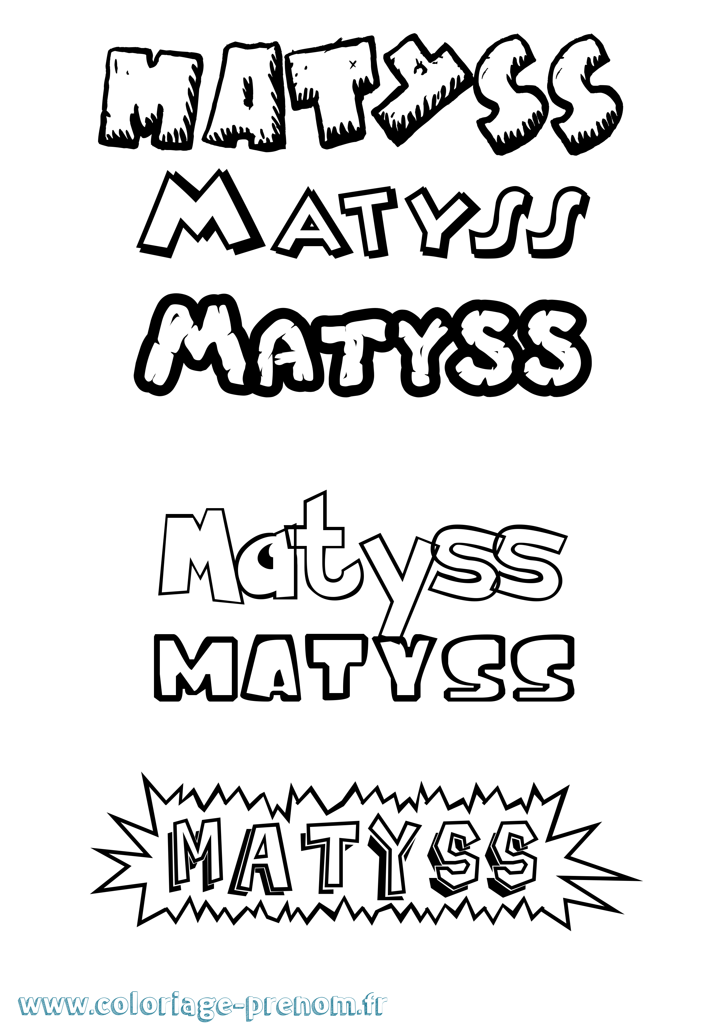 Coloriage prénom Matyss Dessin Animé