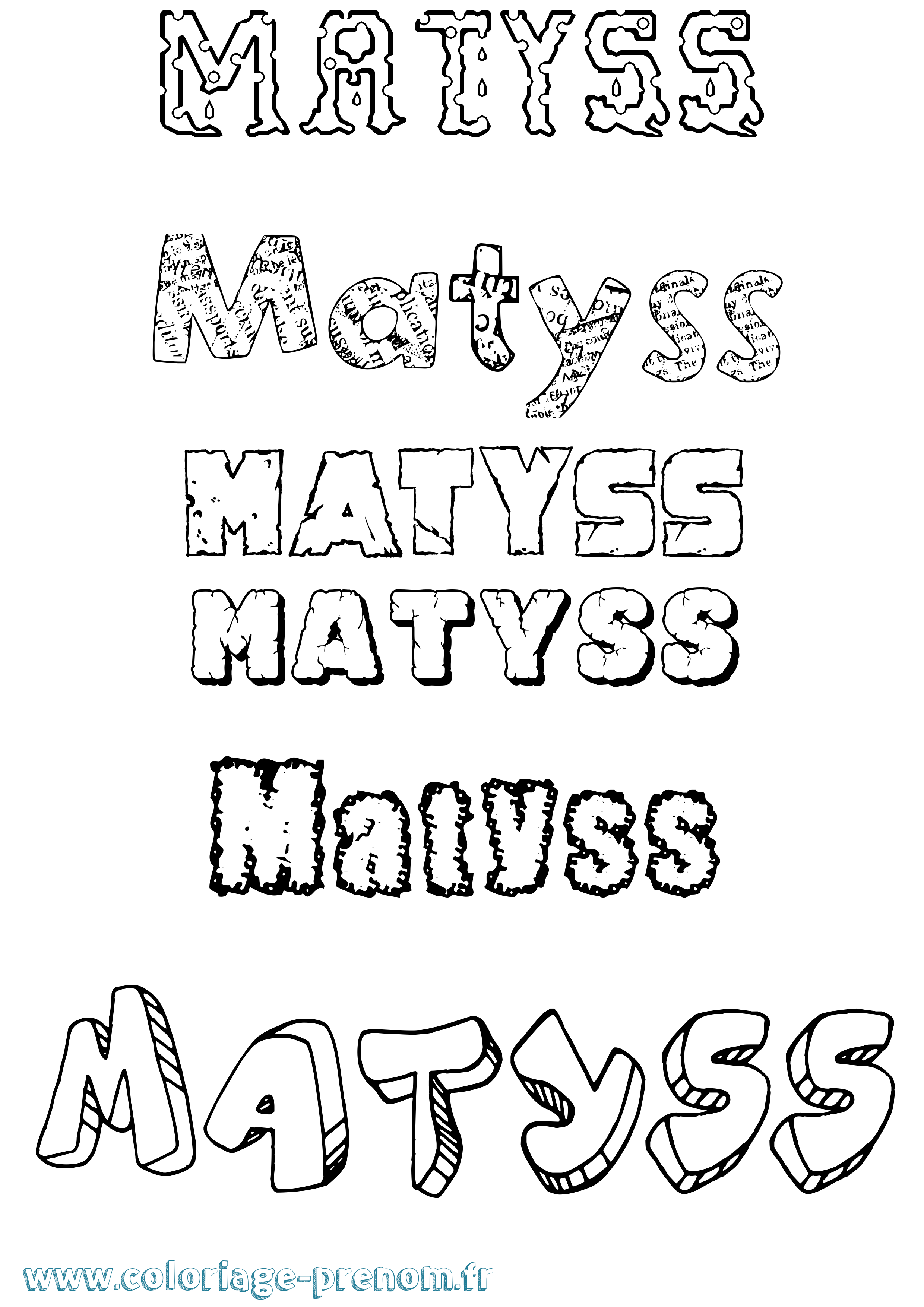 Coloriage prénom Matyss Destructuré