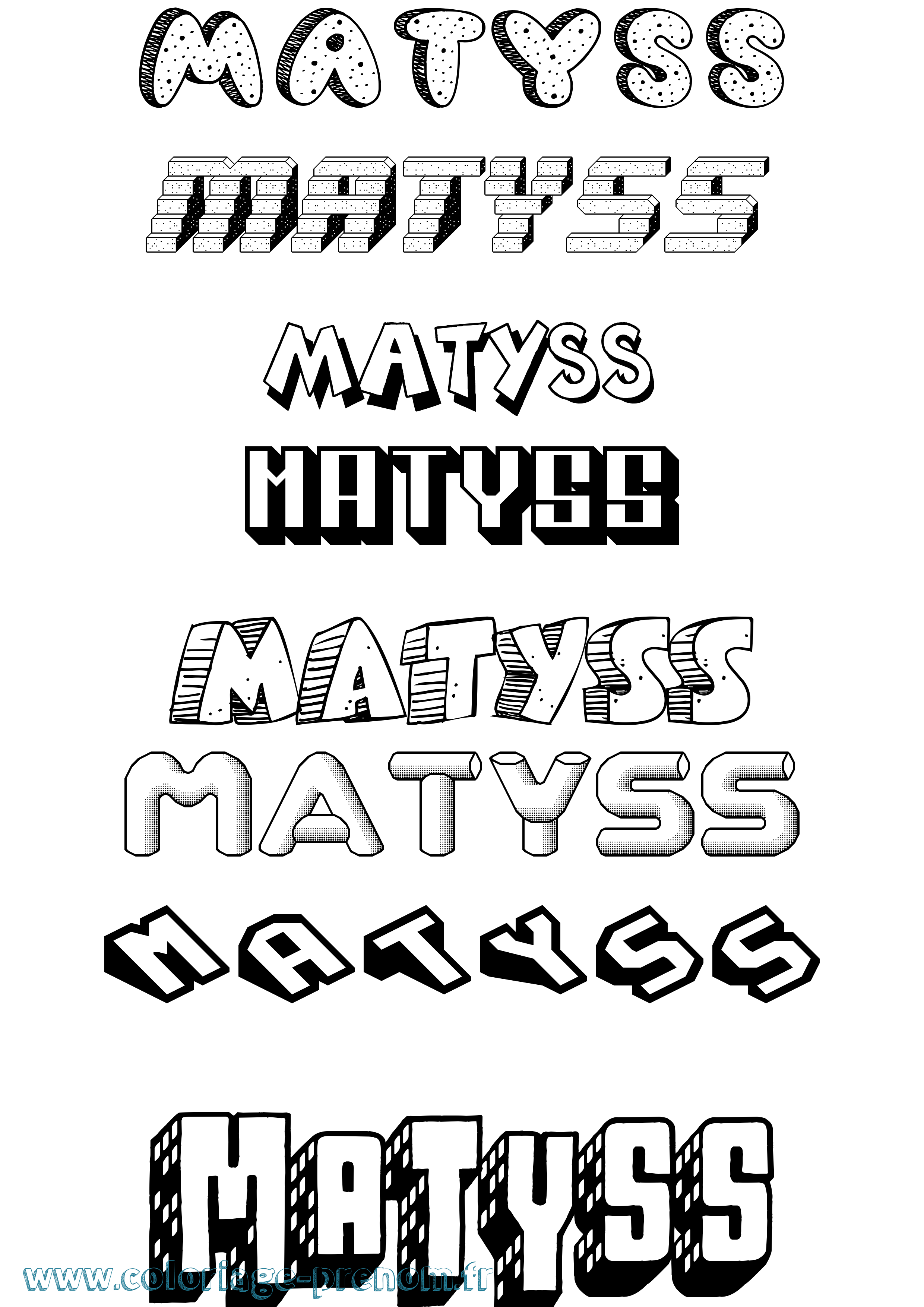 Coloriage prénom Matyss Effet 3D