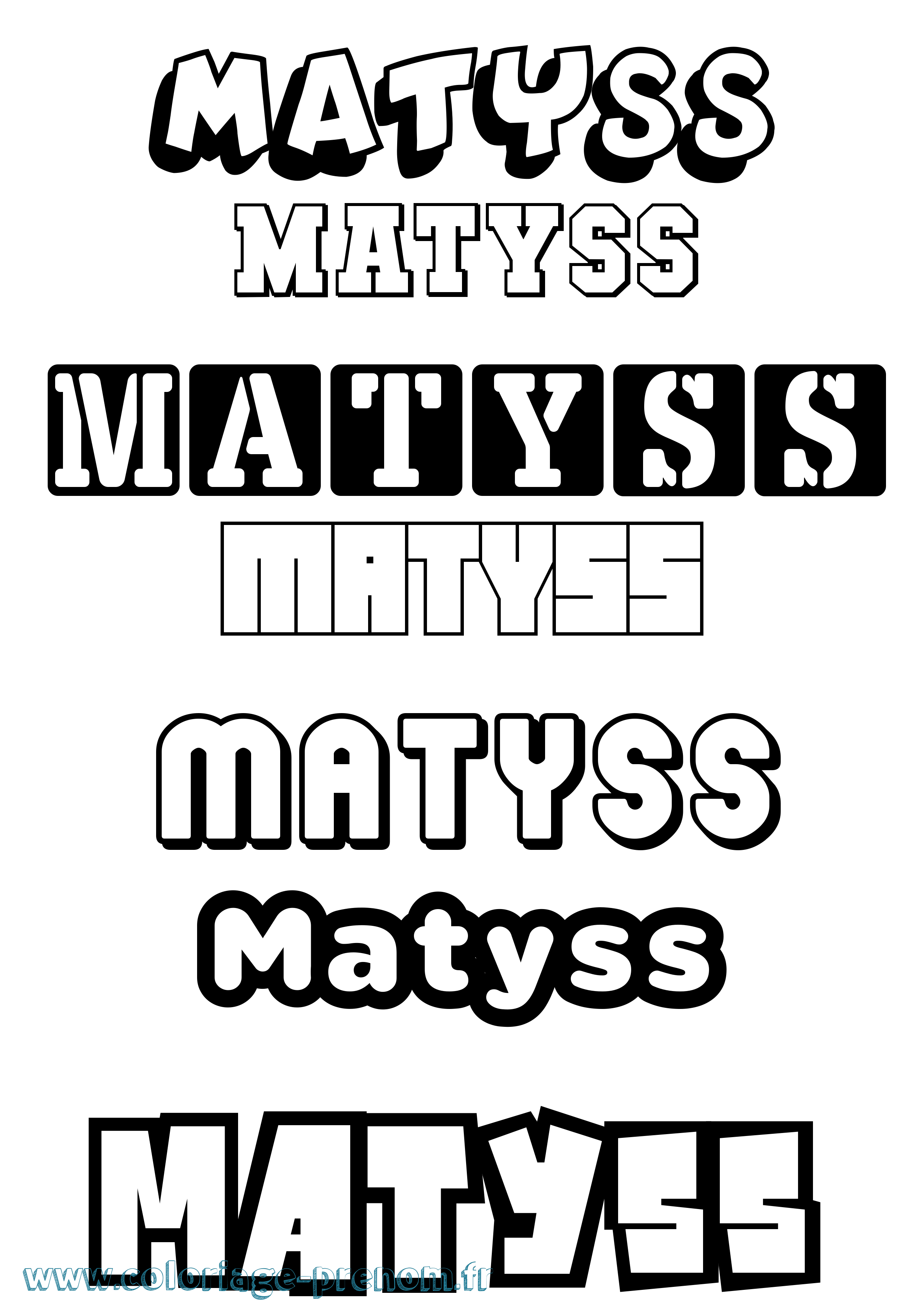 Coloriage prénom Matyss Simple