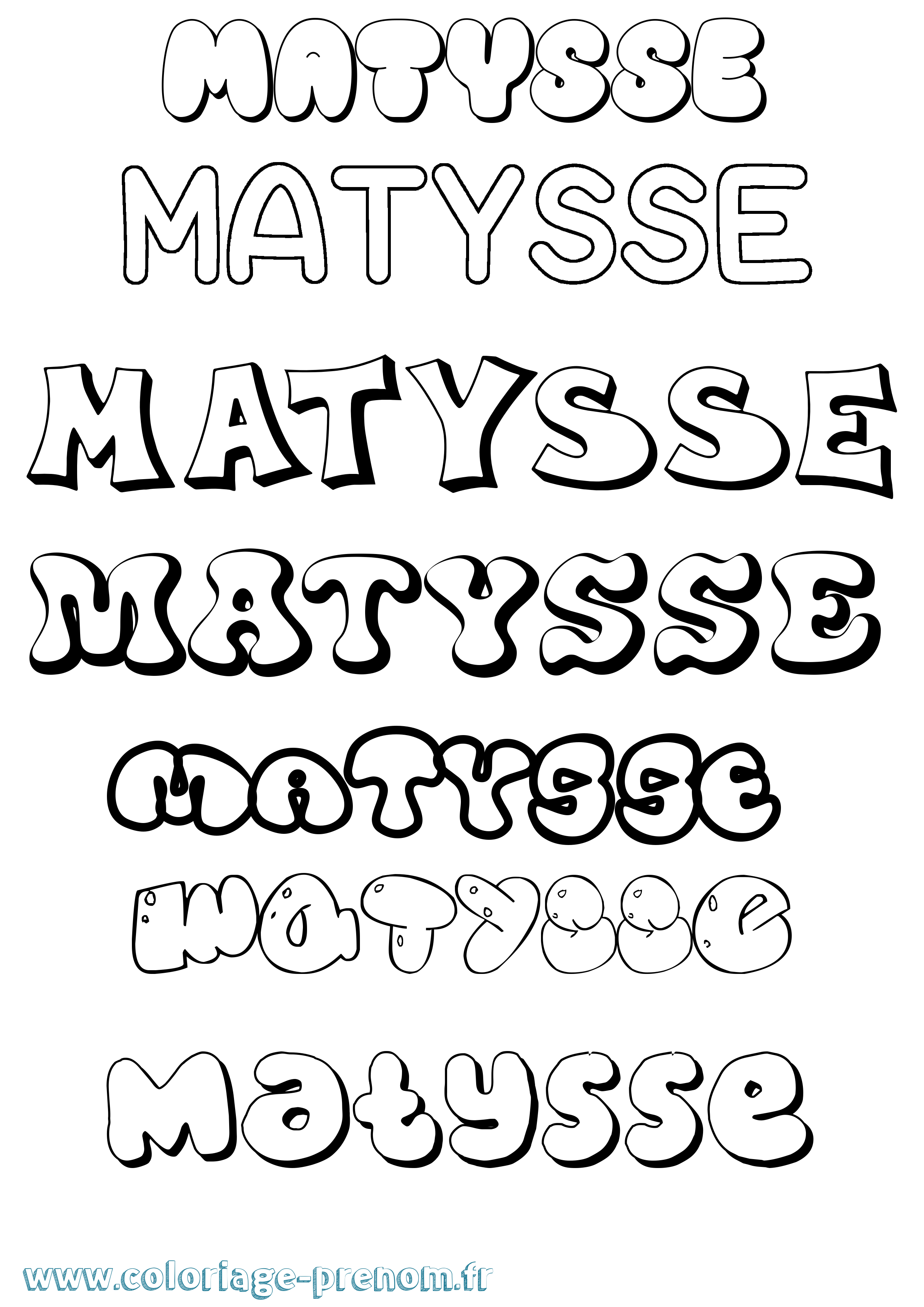 Coloriage prénom Matysse Bubble