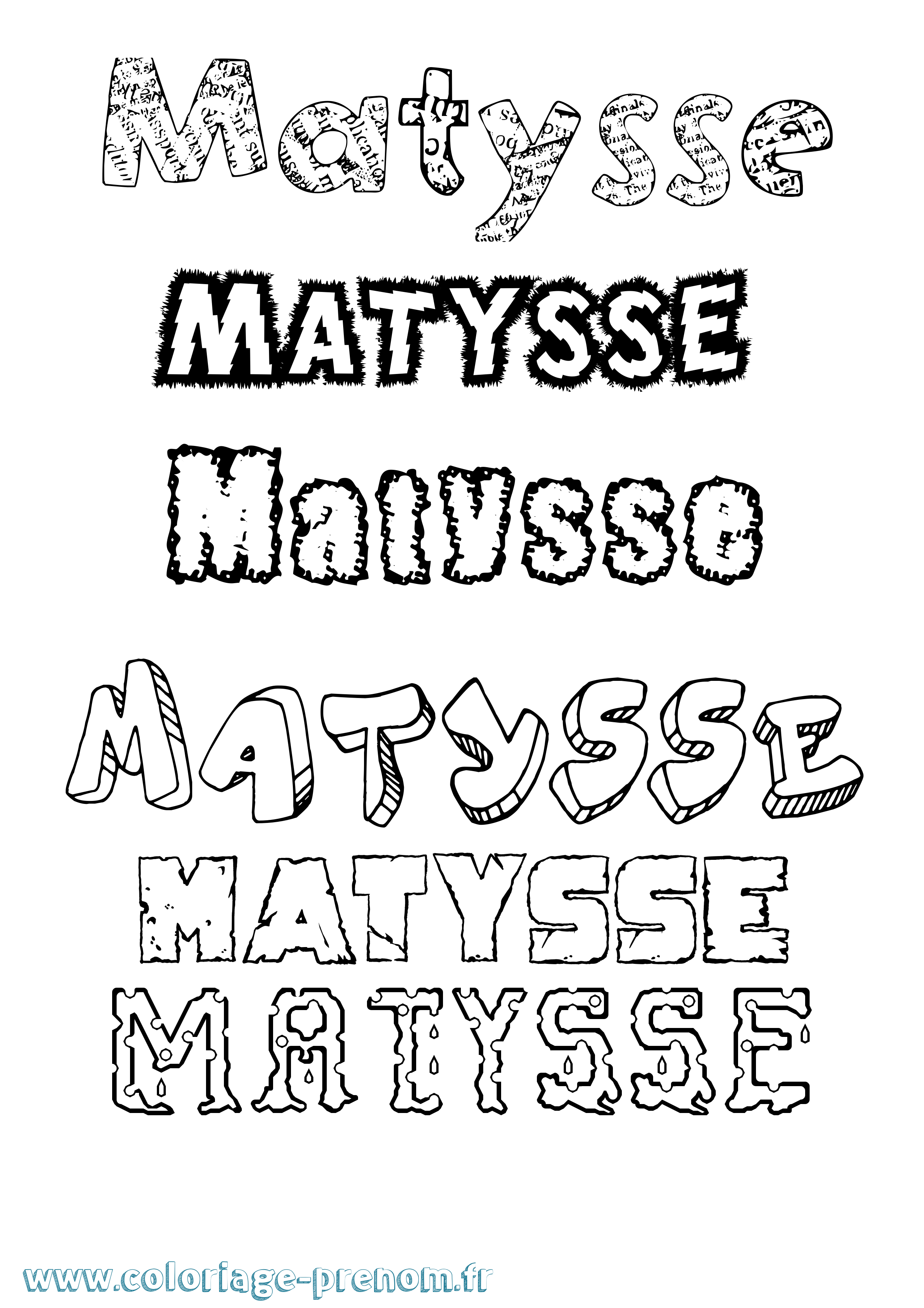 Coloriage prénom Matysse Destructuré