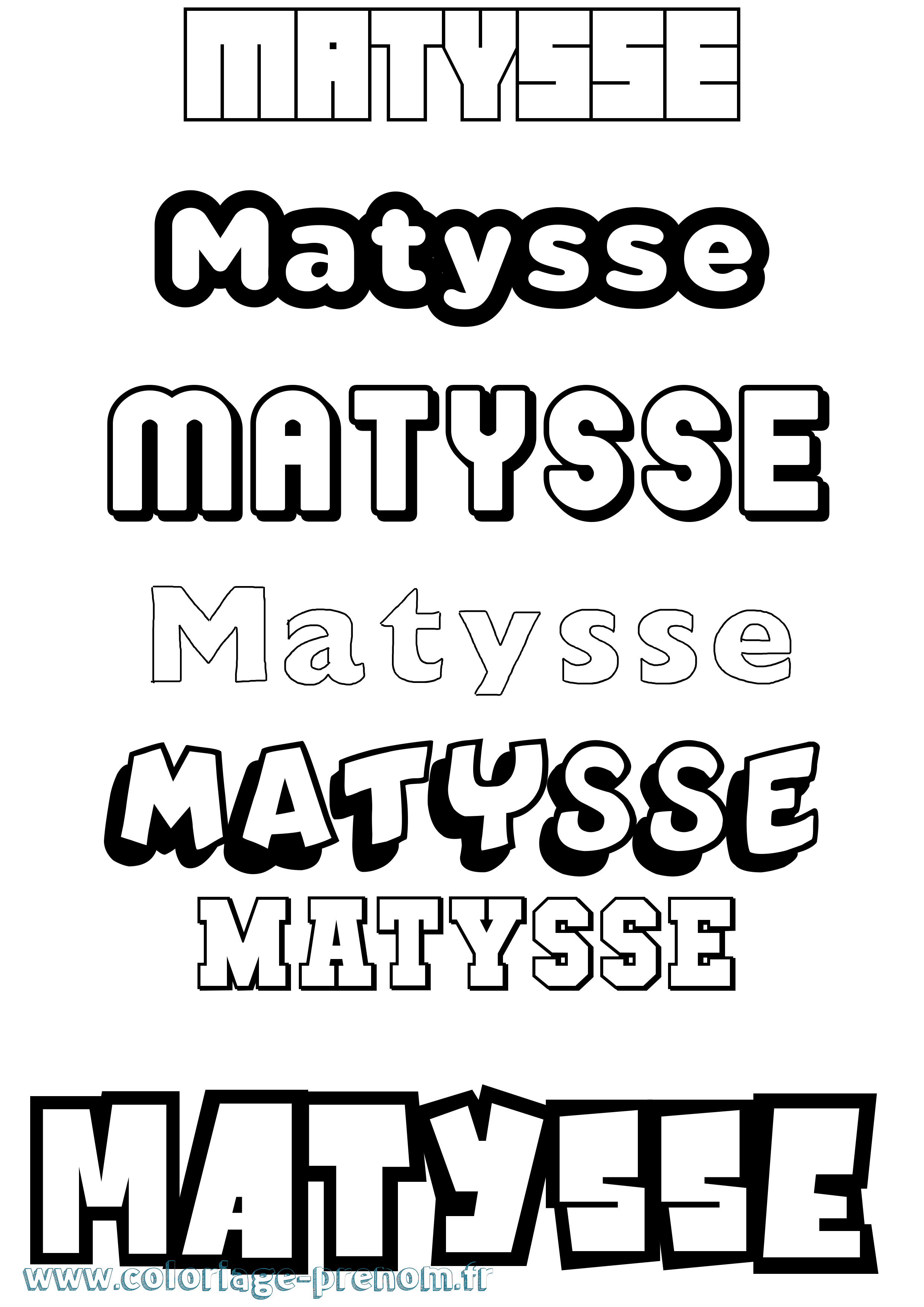 Coloriage prénom Matysse Simple