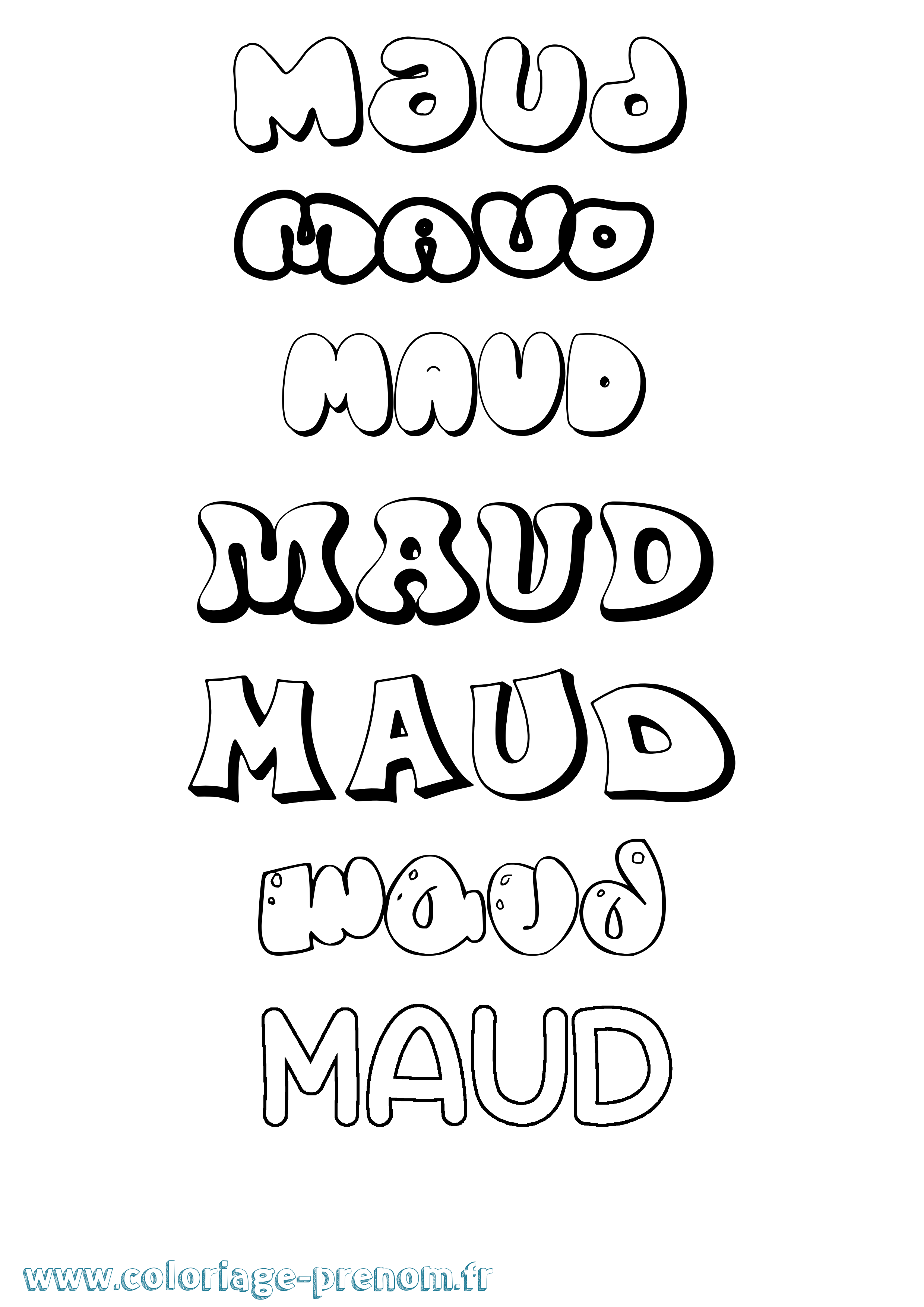 Coloriage prénom Maud Bubble