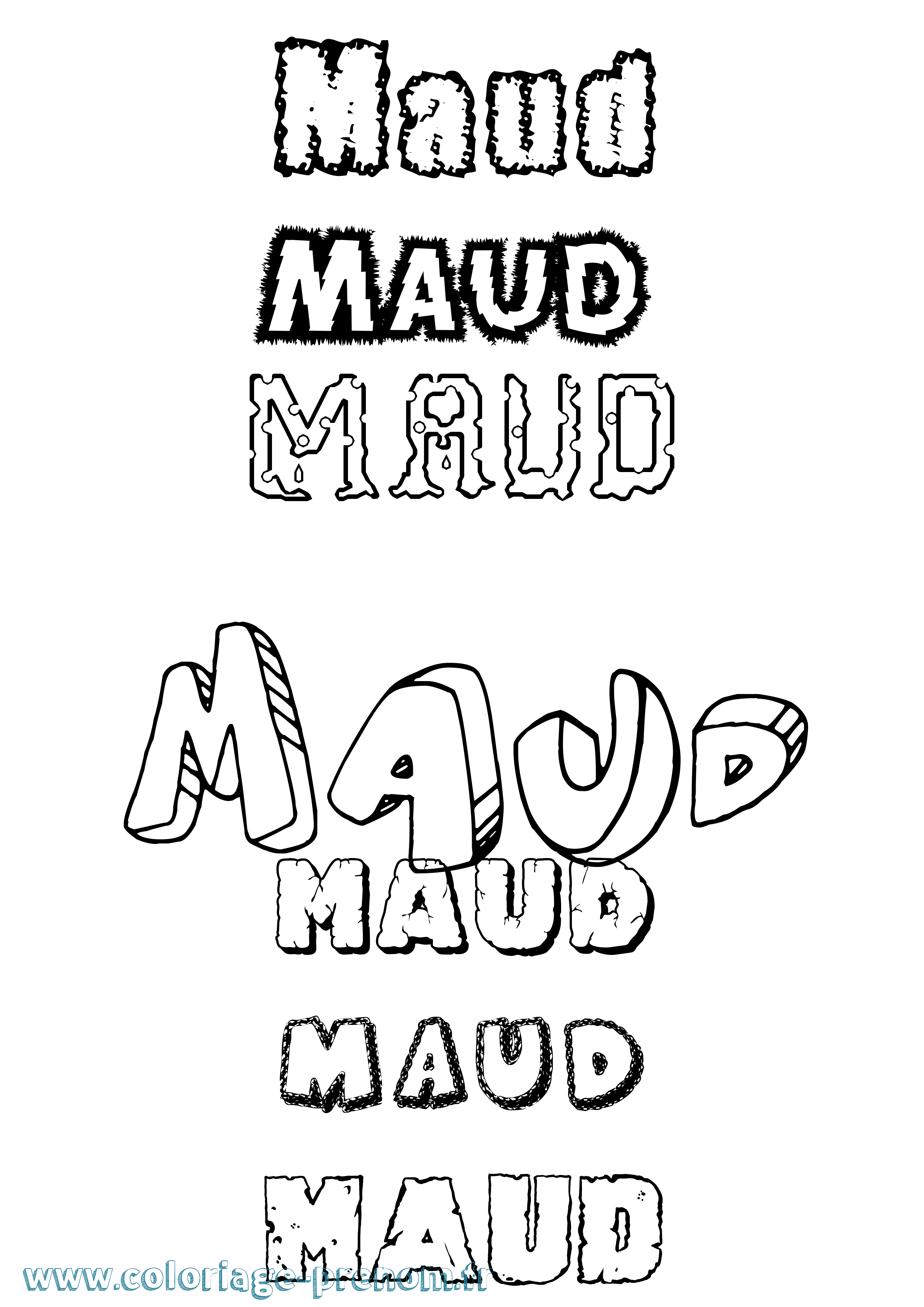 Coloriage prénom Maud Destructuré