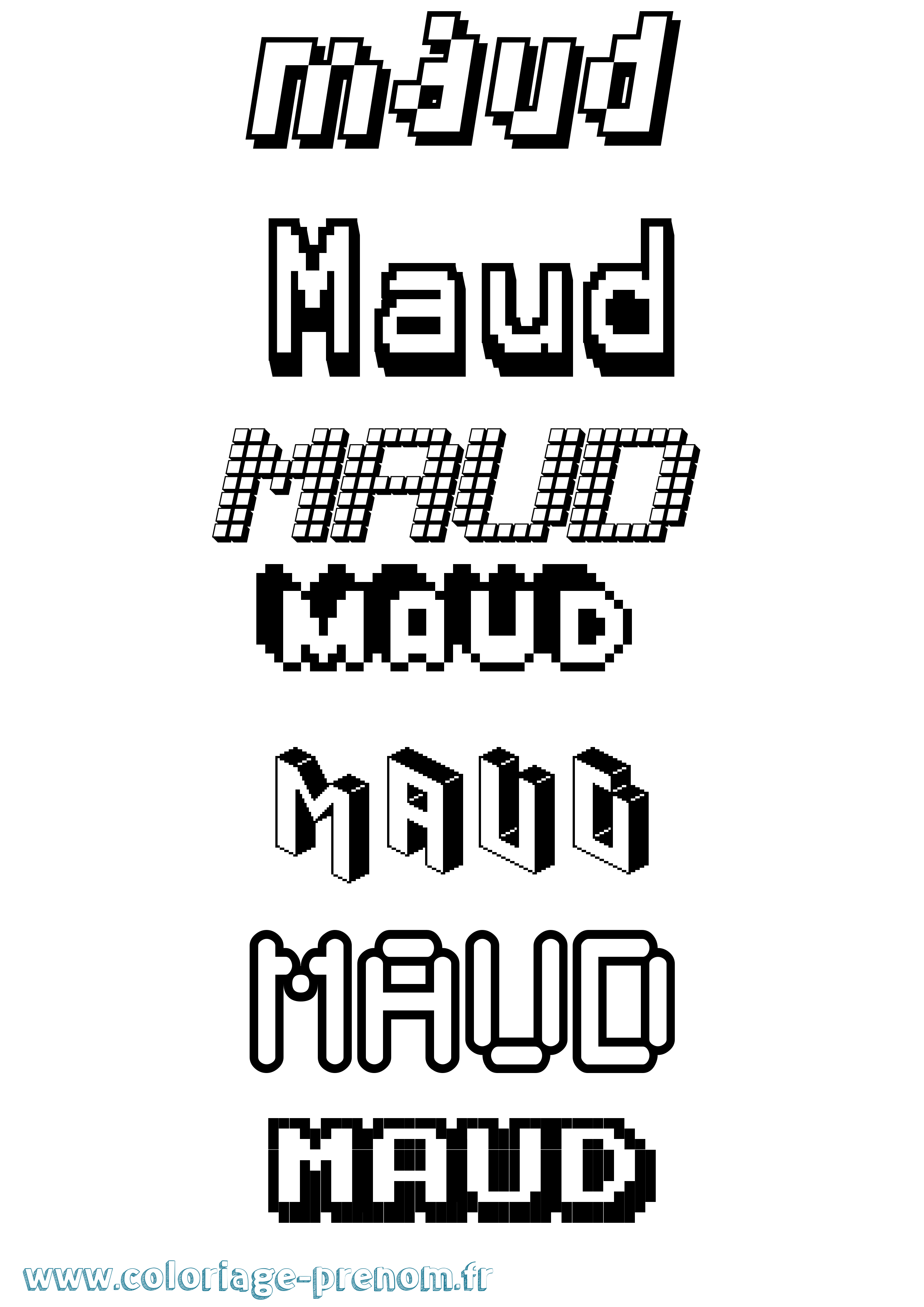Coloriage prénom Maud Pixel