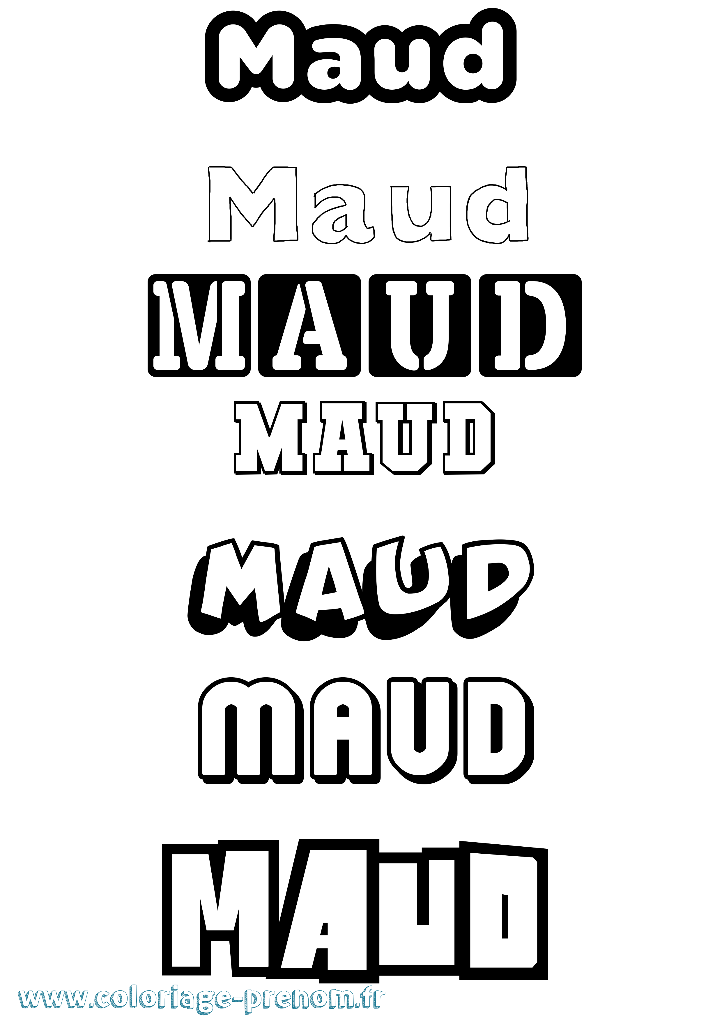 Coloriage prénom Maud Simple