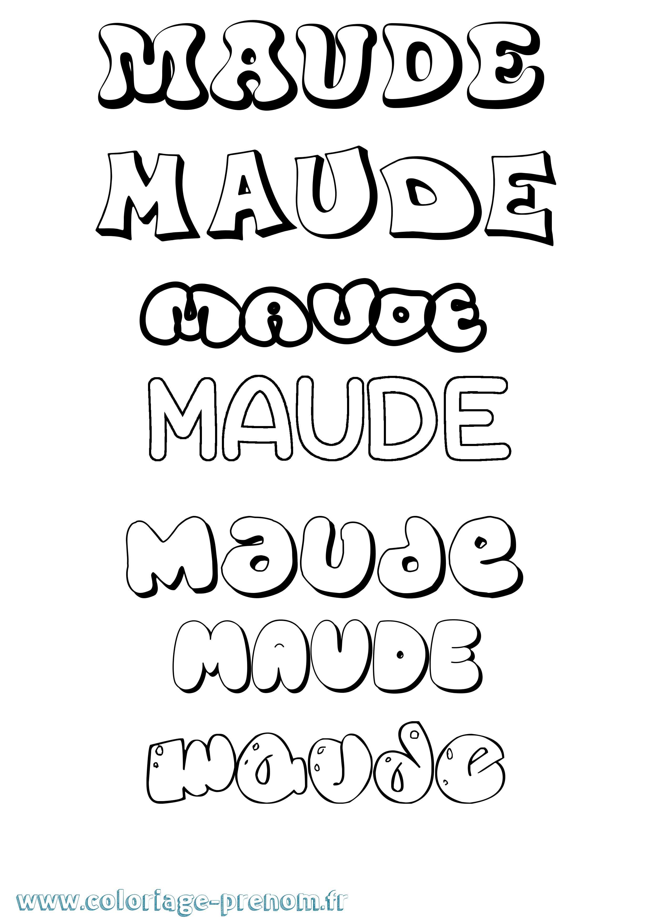 Coloriage prénom Maude Bubble