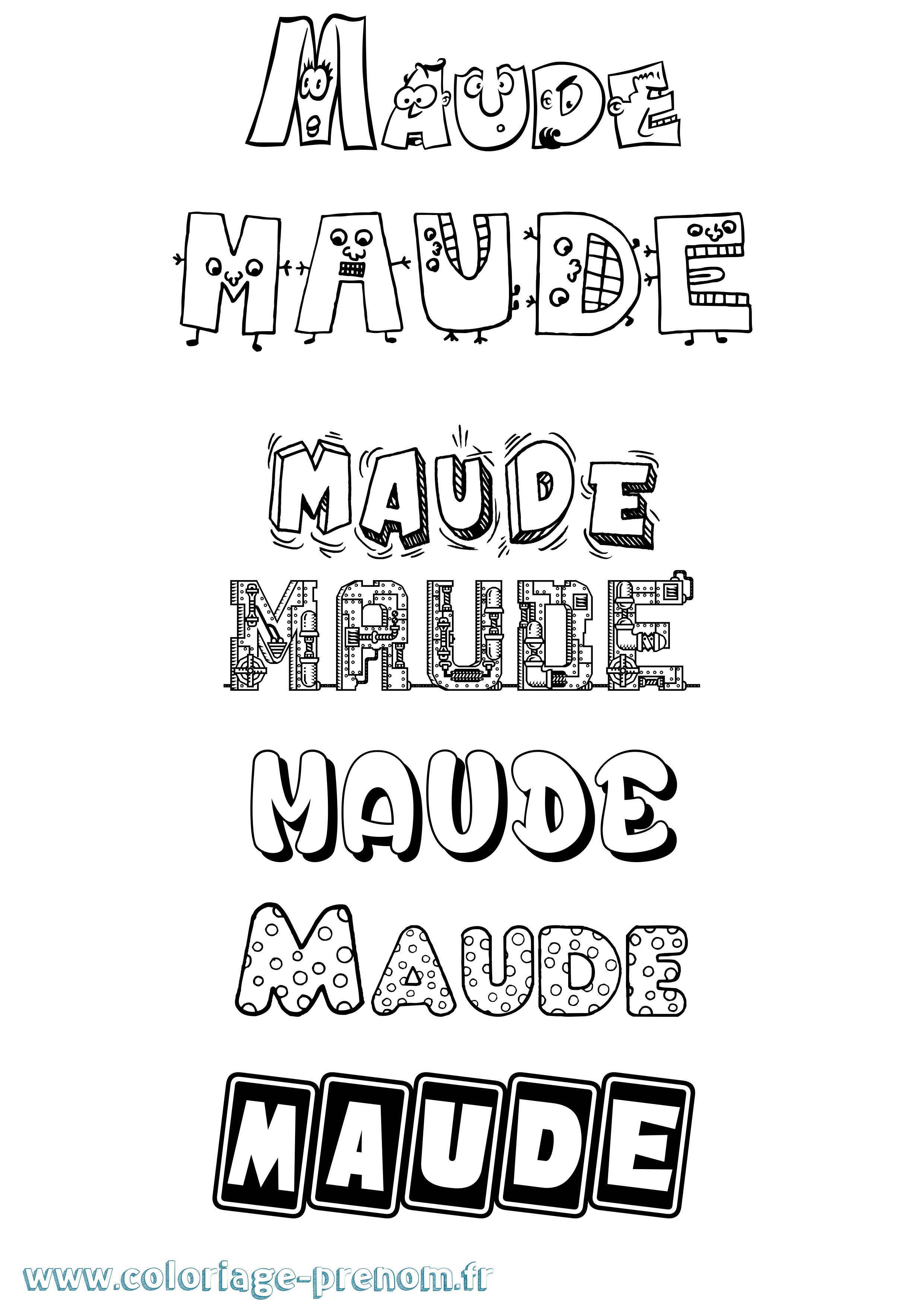 Coloriage prénom Maude Fun