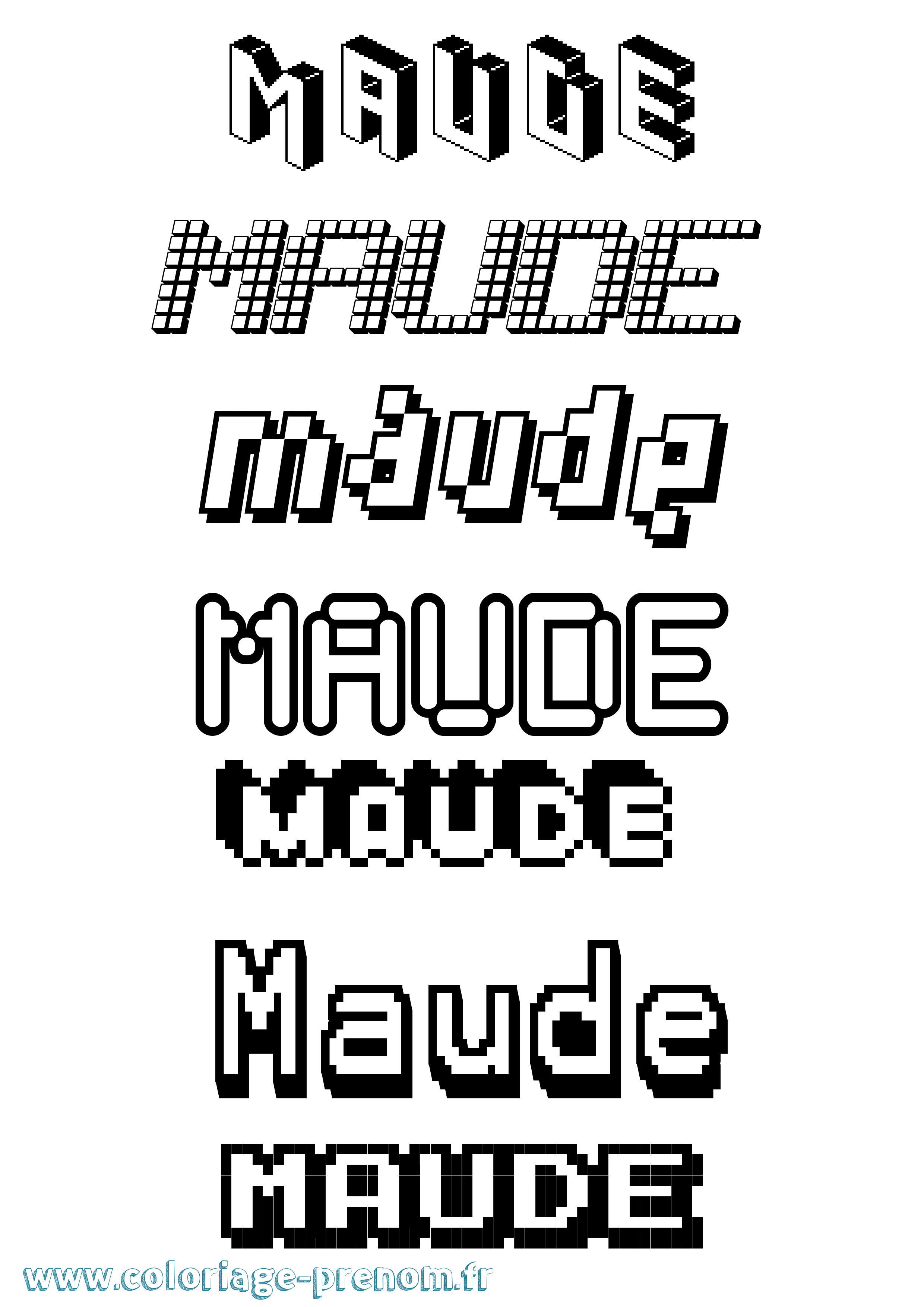 Coloriage prénom Maude Pixel