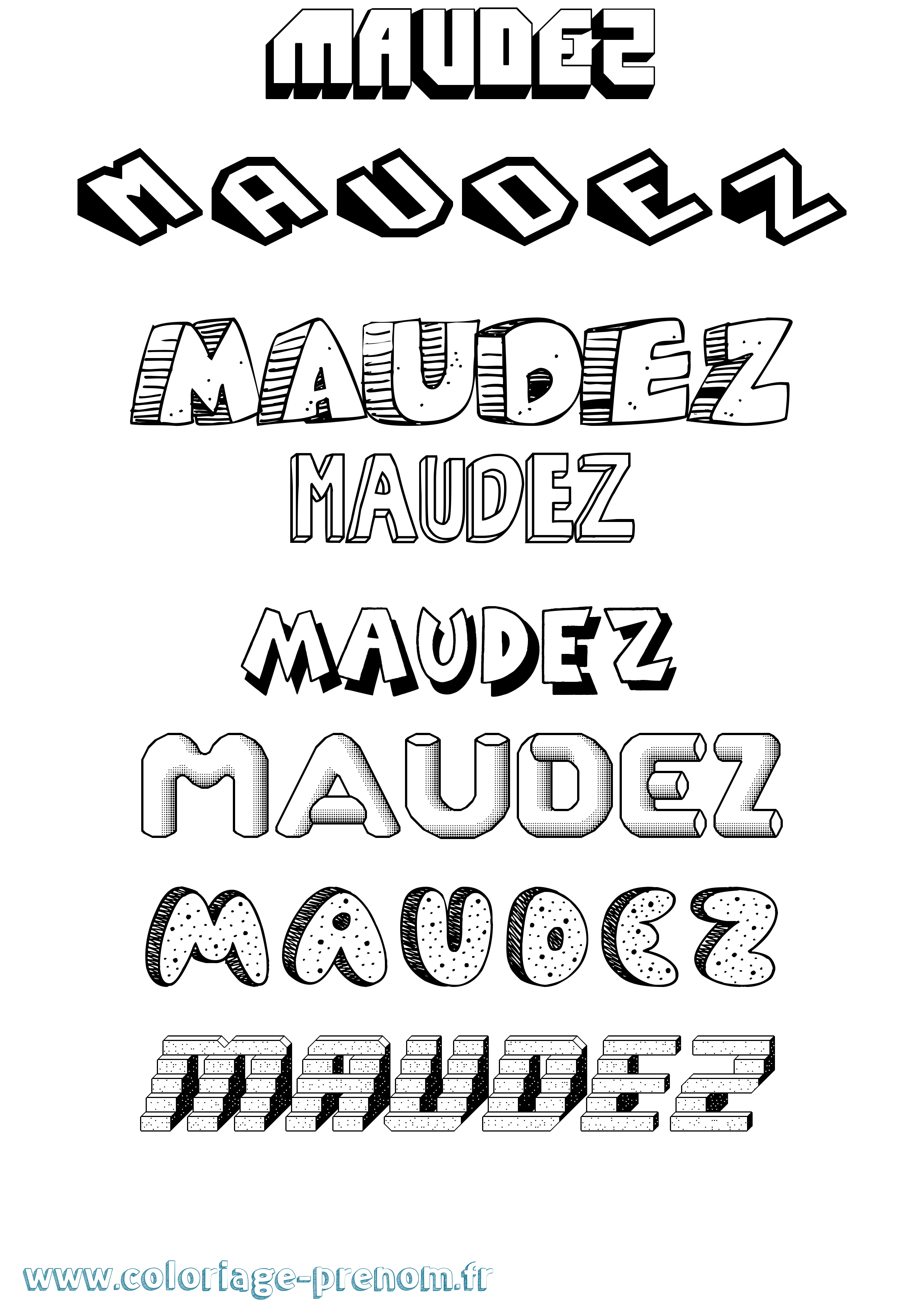 Coloriage prénom Maudez Effet 3D