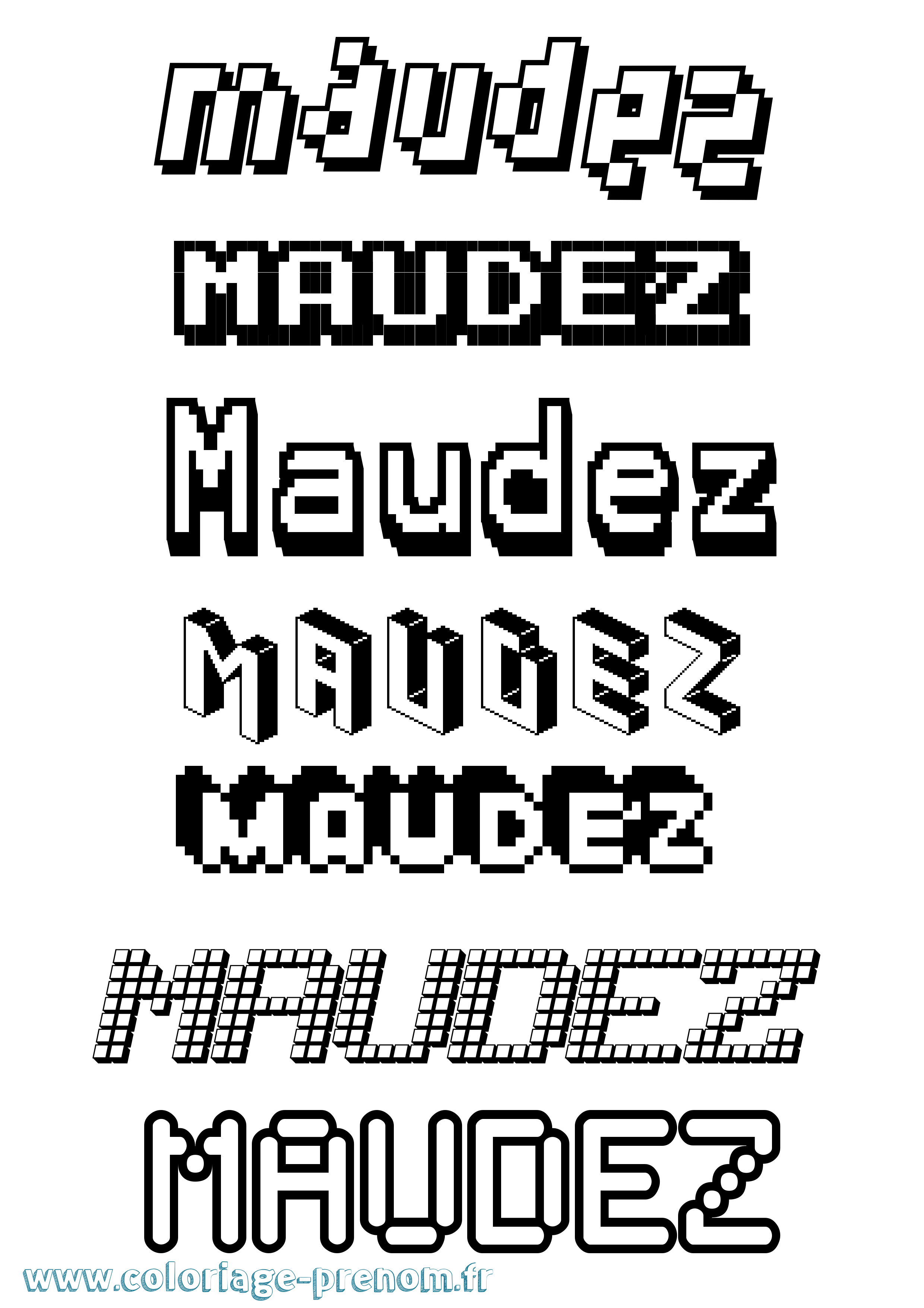 Coloriage prénom Maudez Pixel