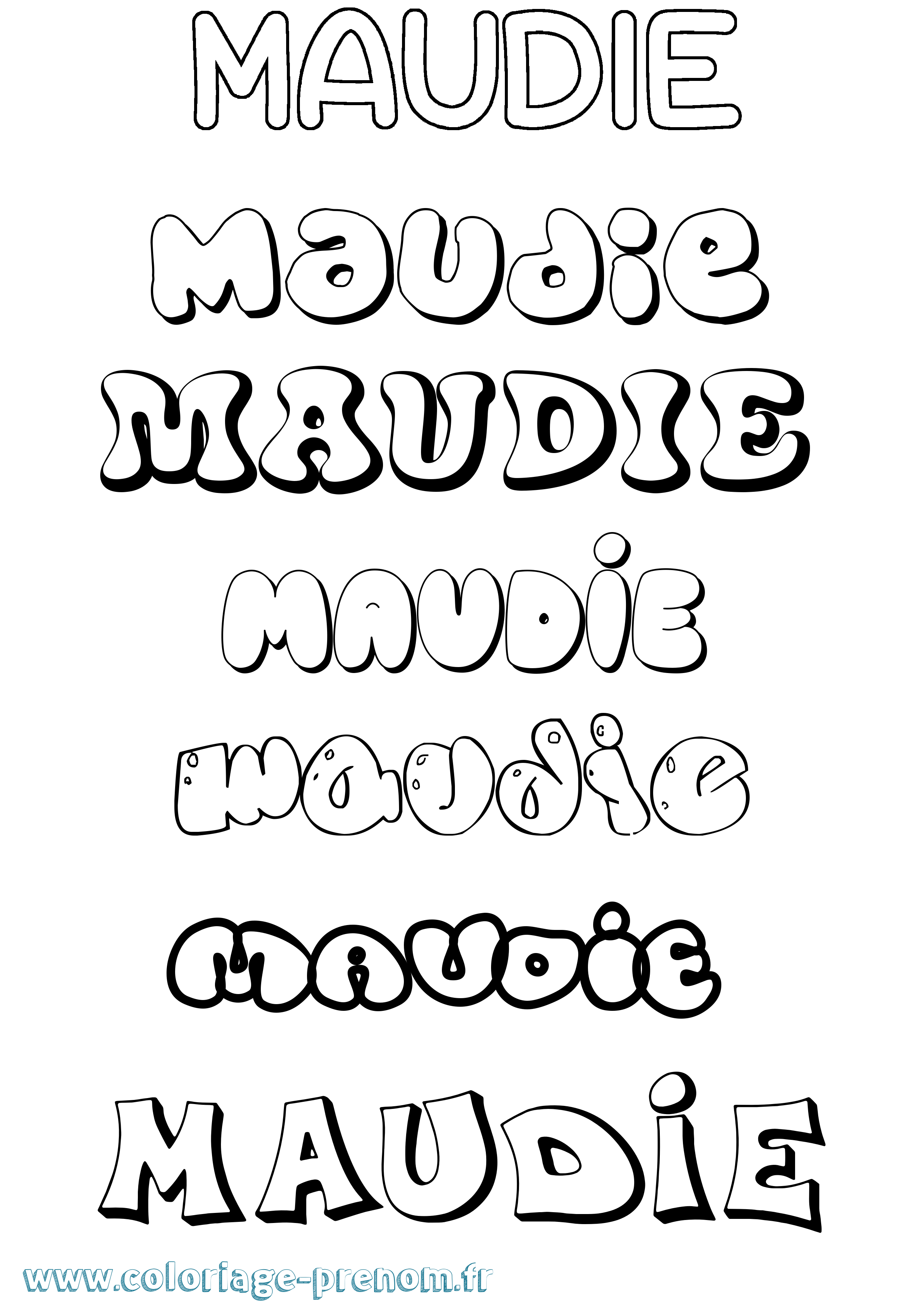 Coloriage prénom Maudie Bubble