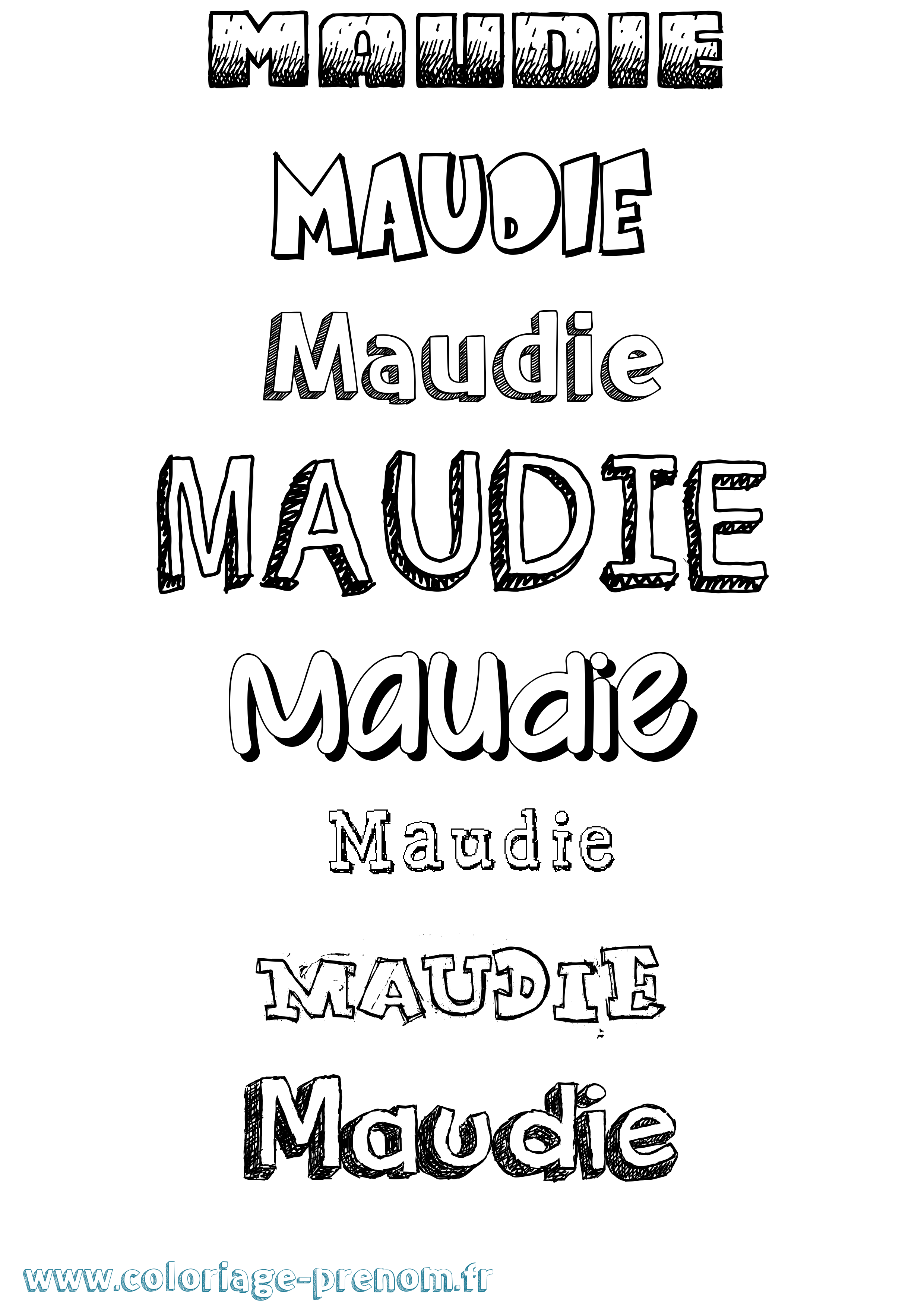 Coloriage prénom Maudie Dessiné