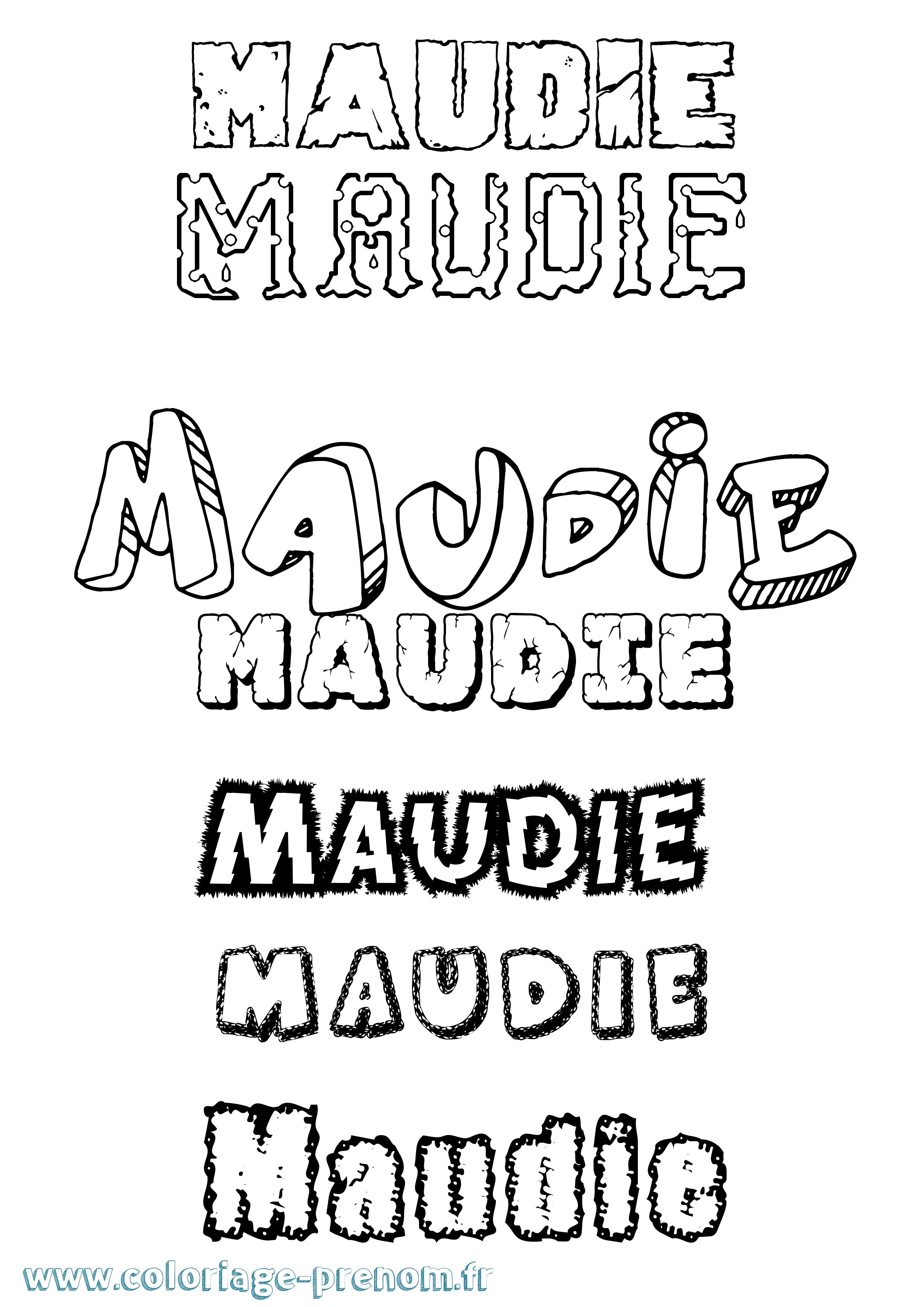 Coloriage prénom Maudie Destructuré