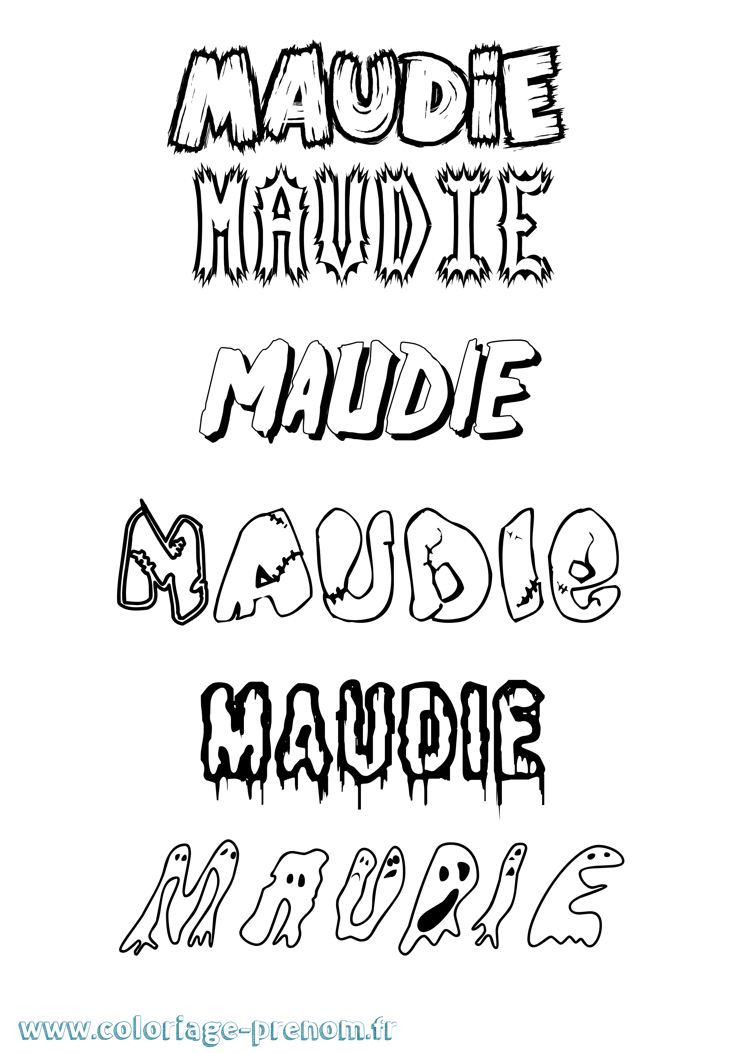 Coloriage prénom Maudie Frisson