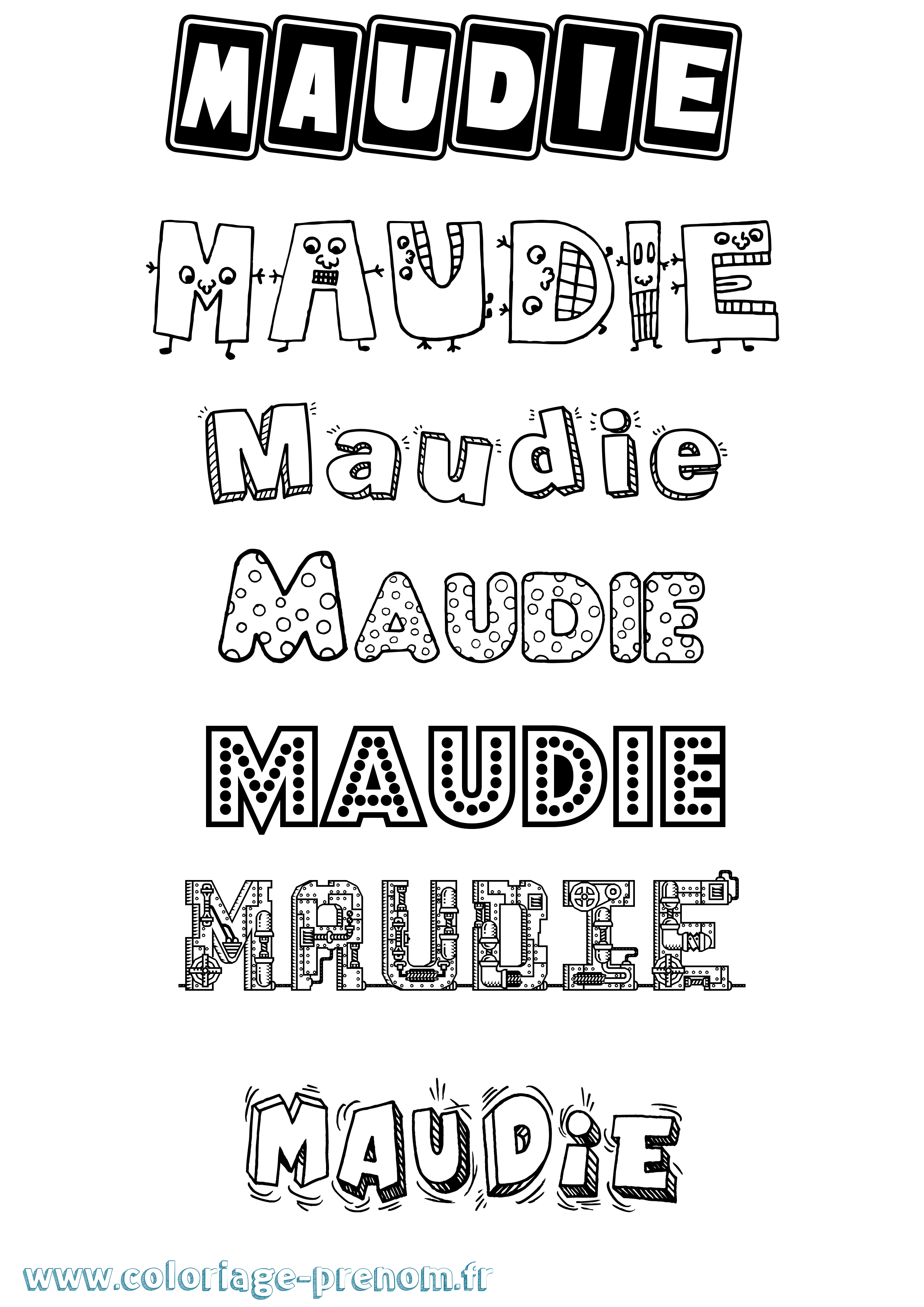 Coloriage prénom Maudie Fun