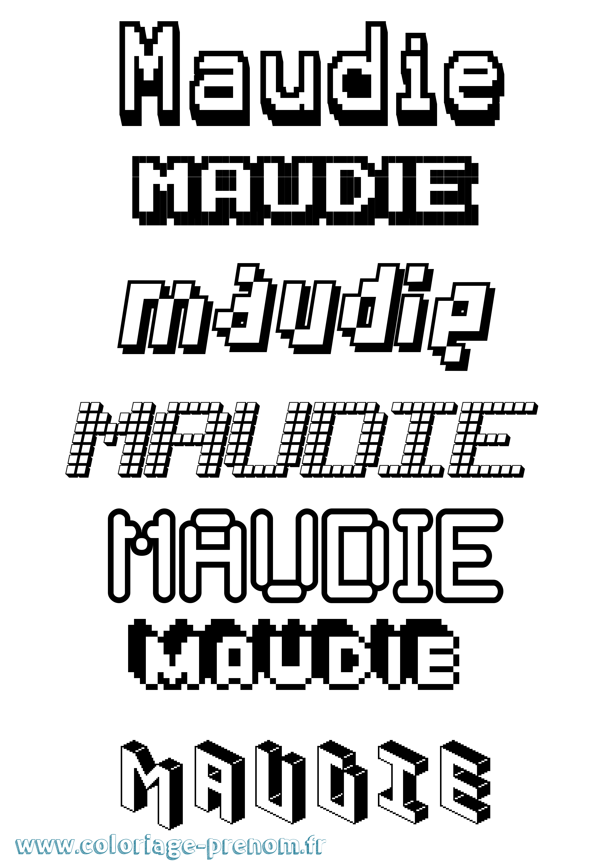 Coloriage prénom Maudie Pixel