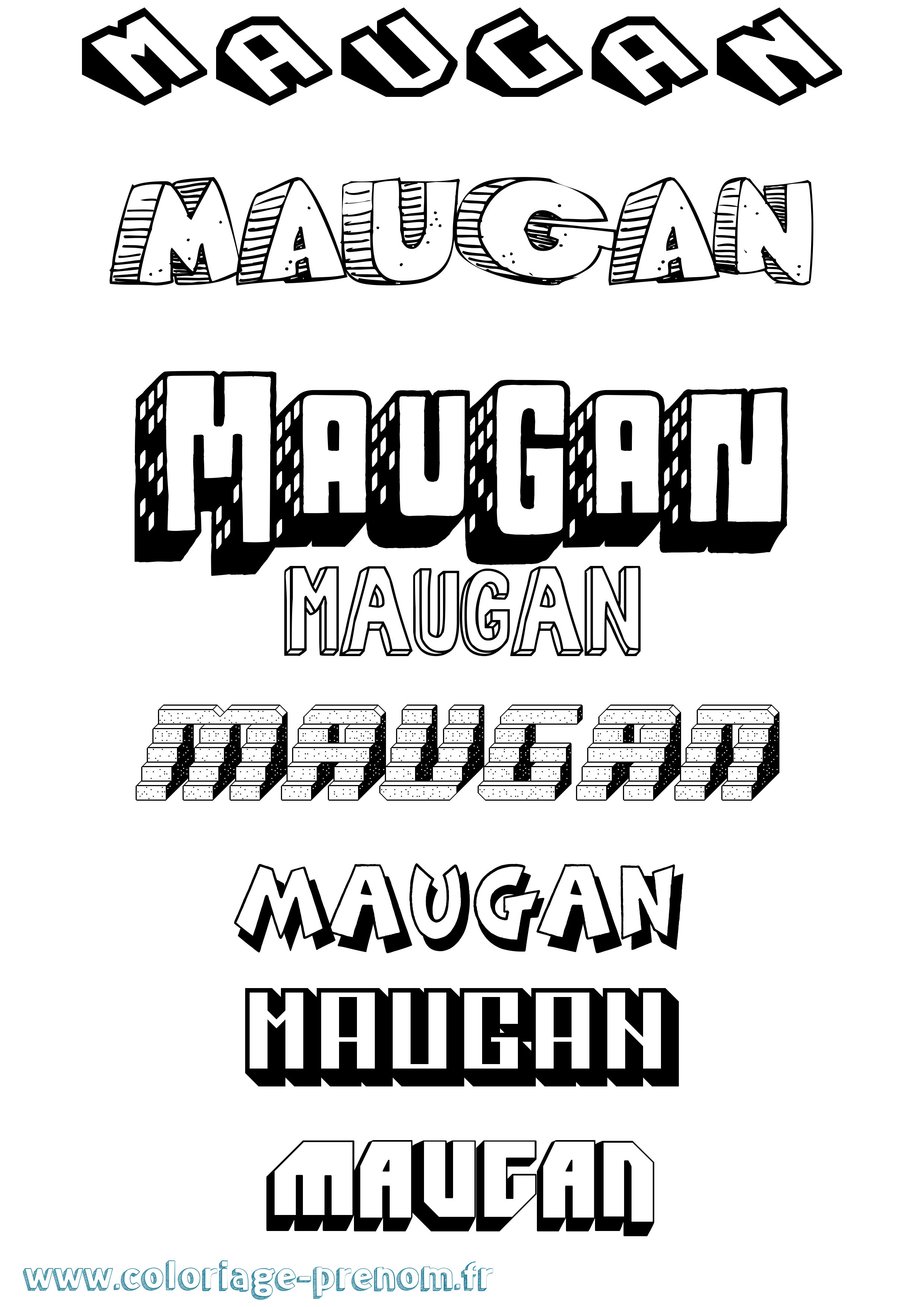 Coloriage prénom Maugan Effet 3D