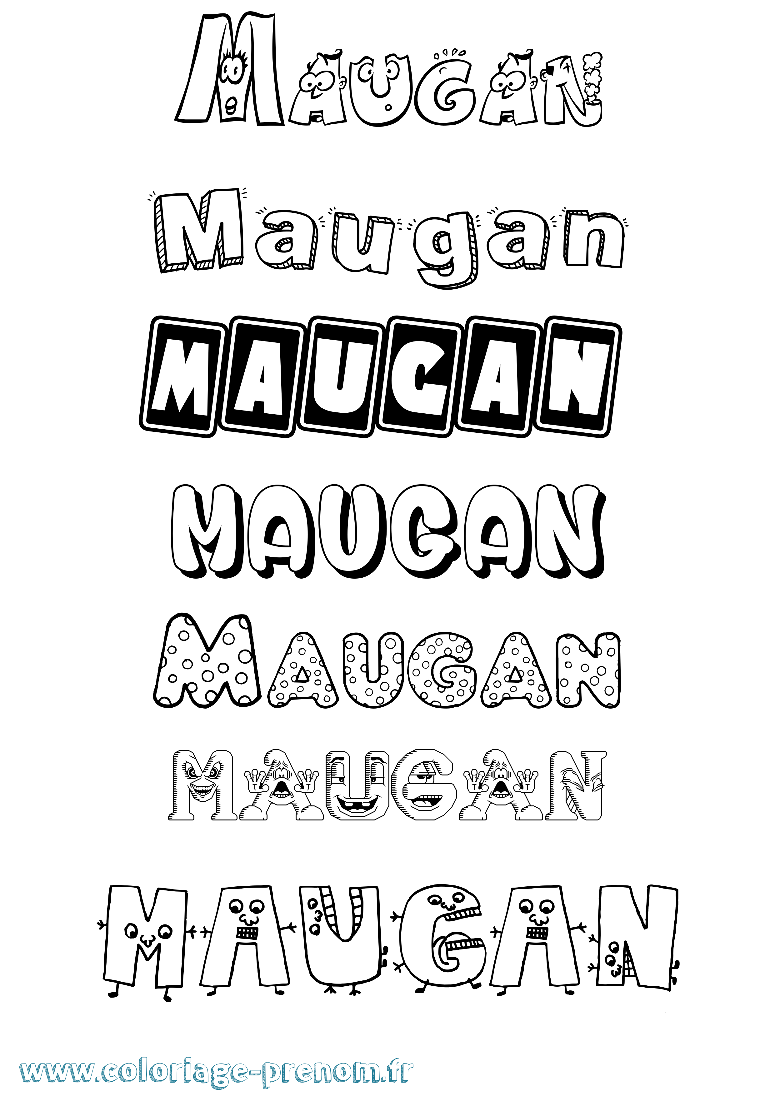 Coloriage prénom Maugan Fun