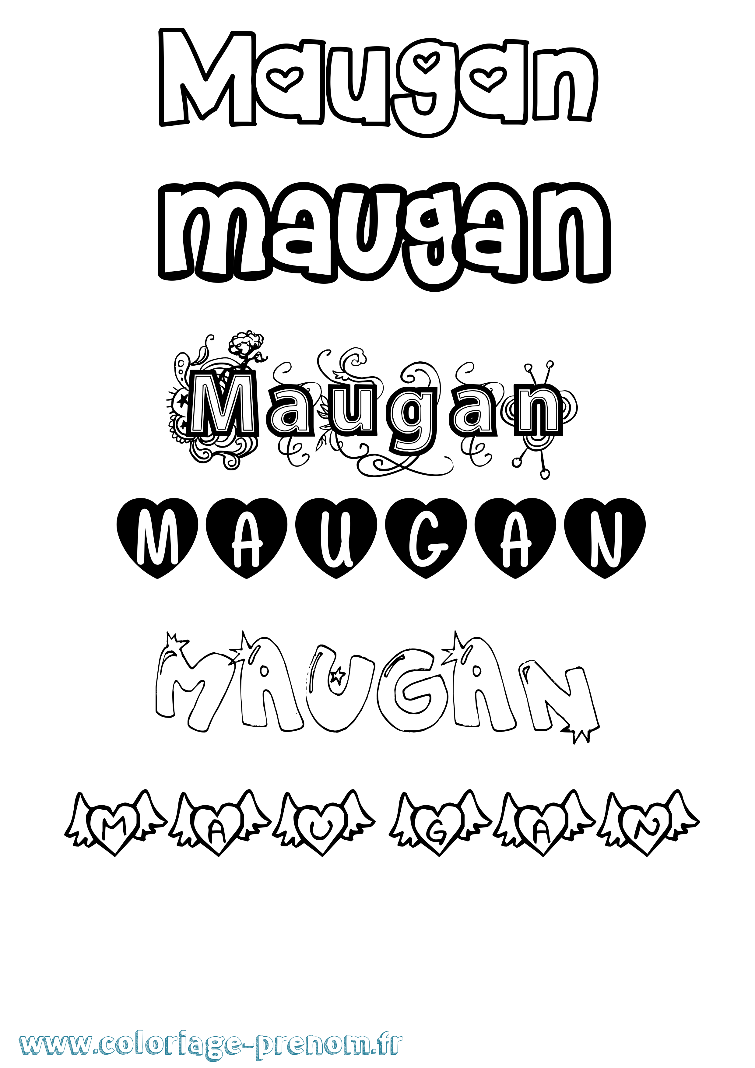 Coloriage prénom Maugan Girly