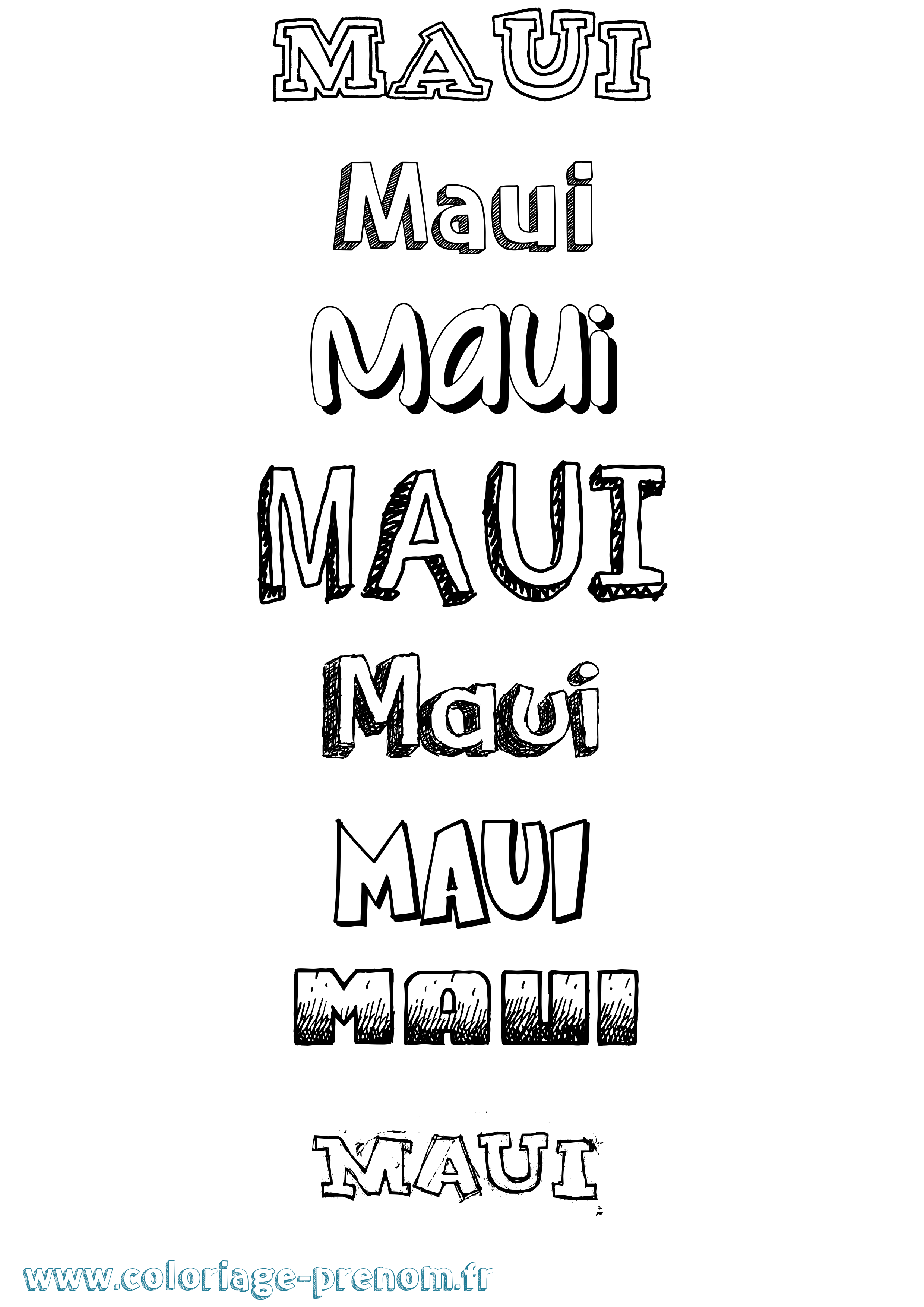 Coloriage prénom Maui Dessiné