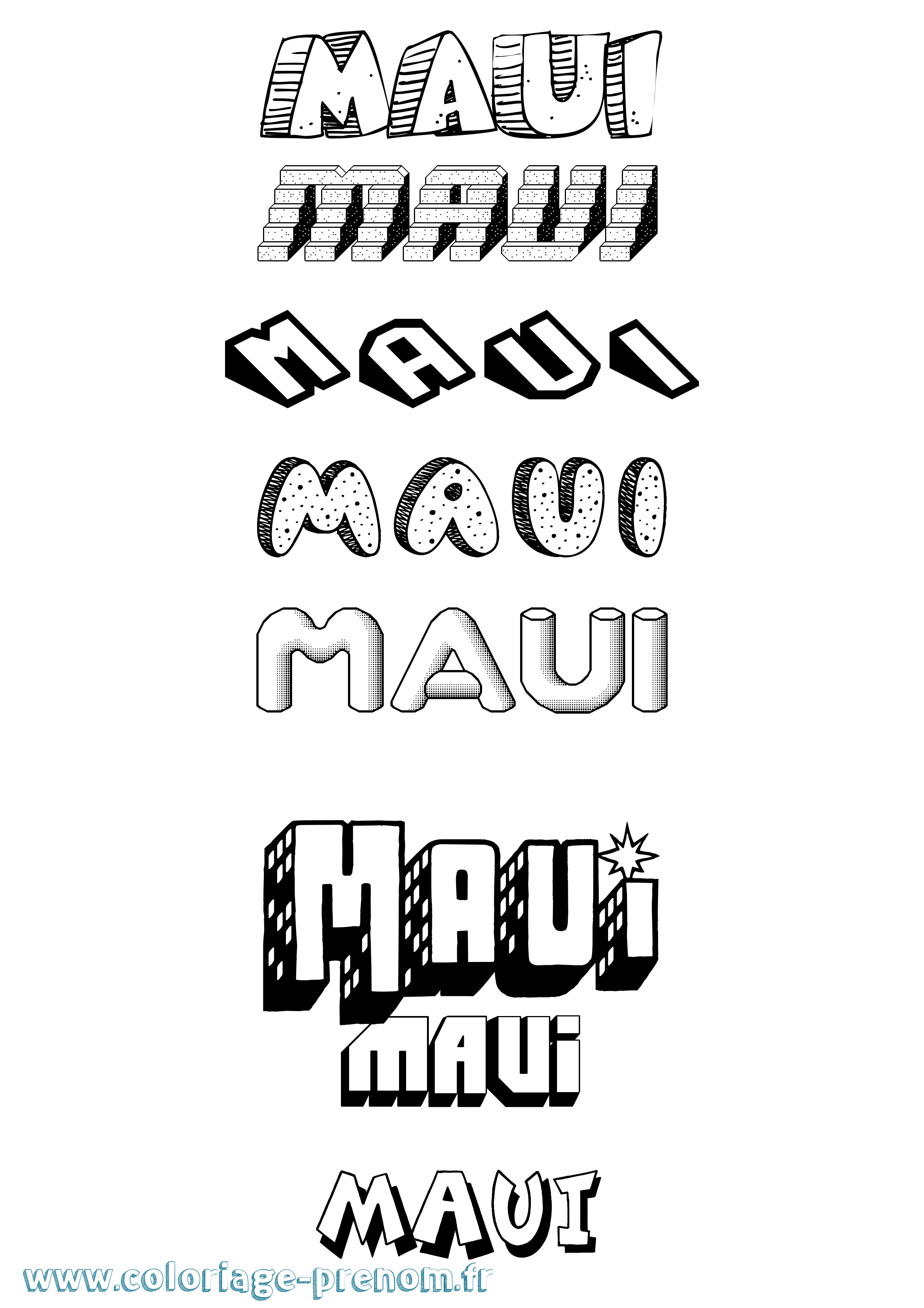 Coloriage prénom Maui Effet 3D