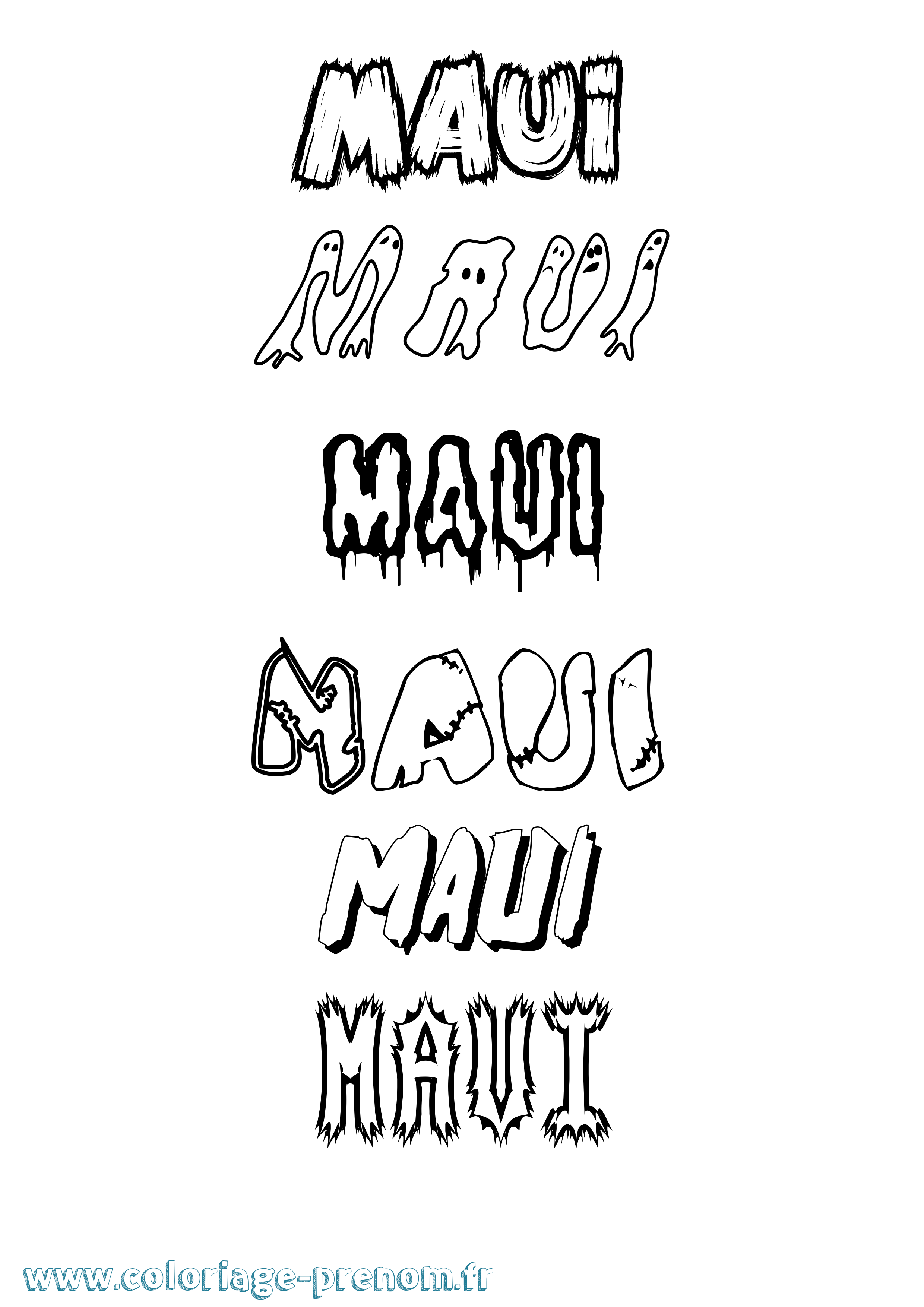 Coloriage prénom Maui Frisson