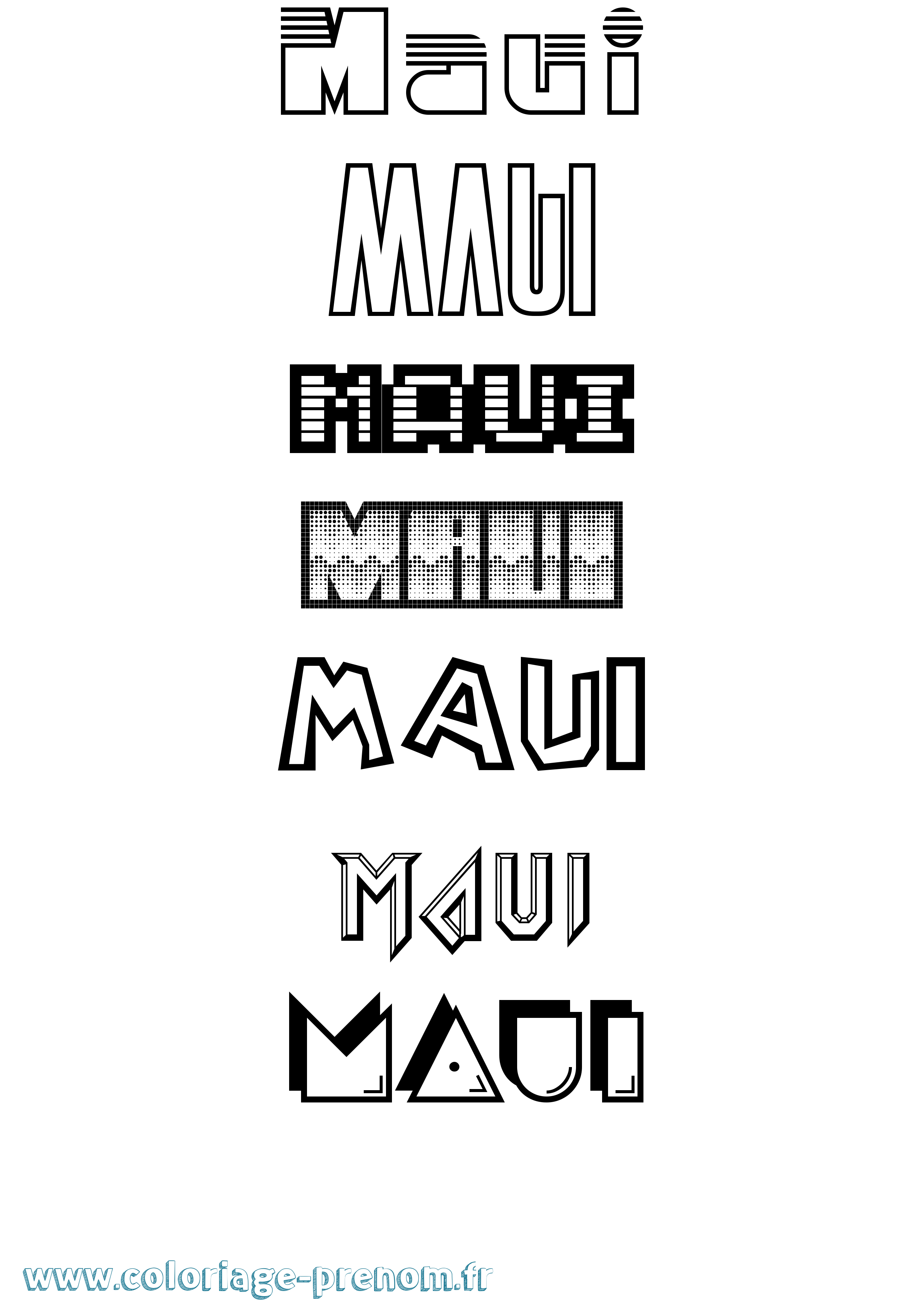Coloriage prénom Maui Jeux Vidéos