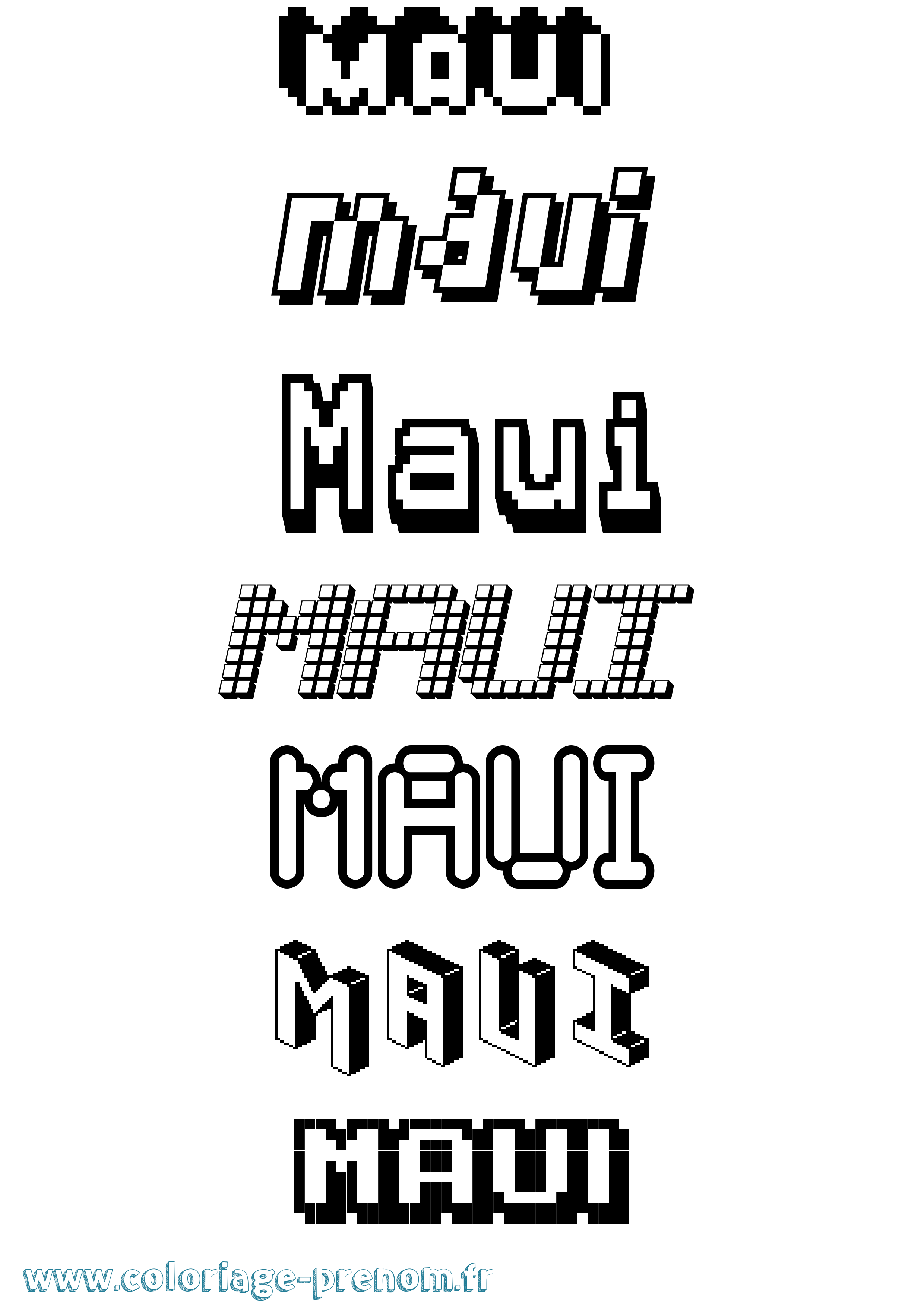 Coloriage prénom Maui Pixel