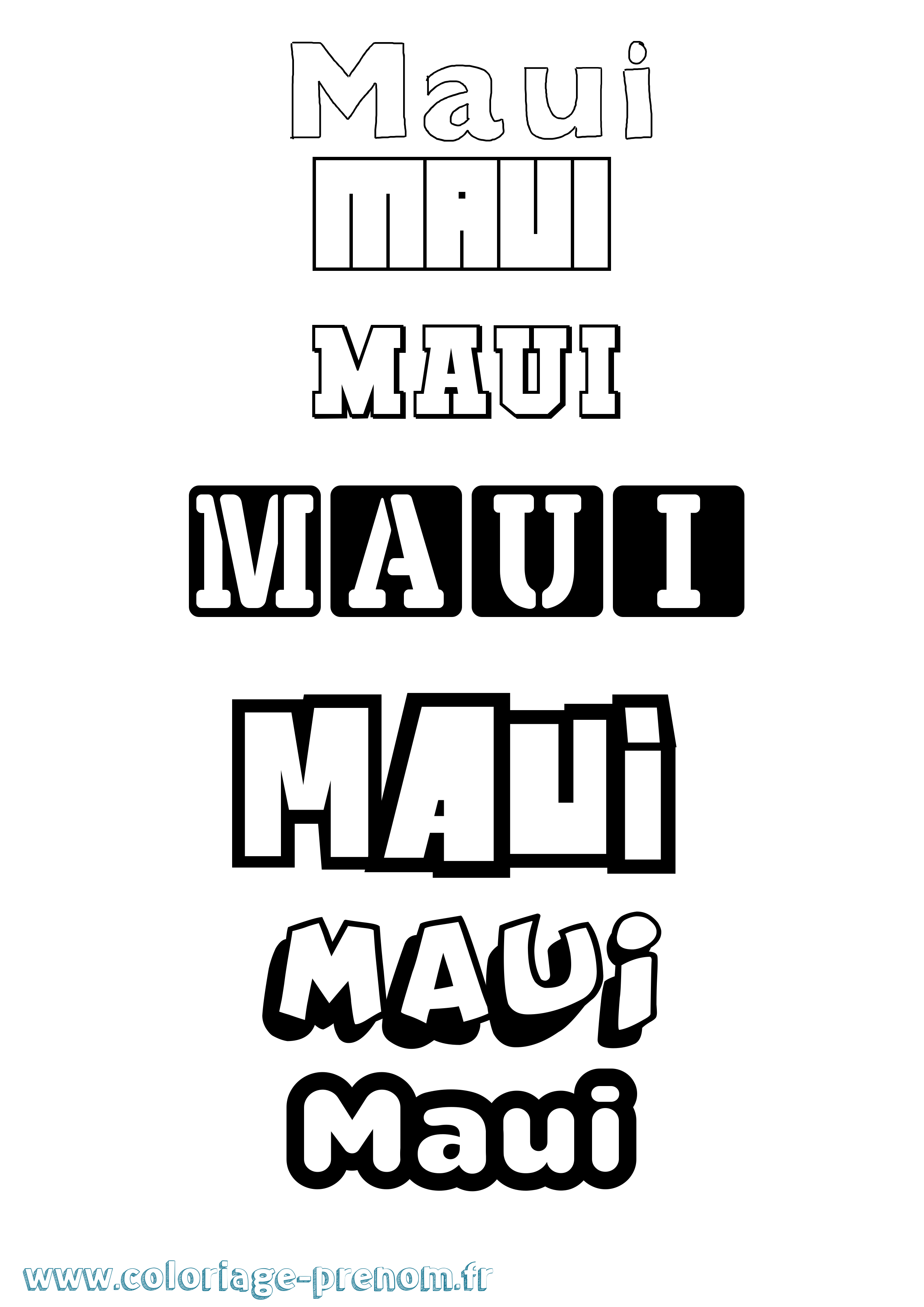Coloriage prénom Maui Simple