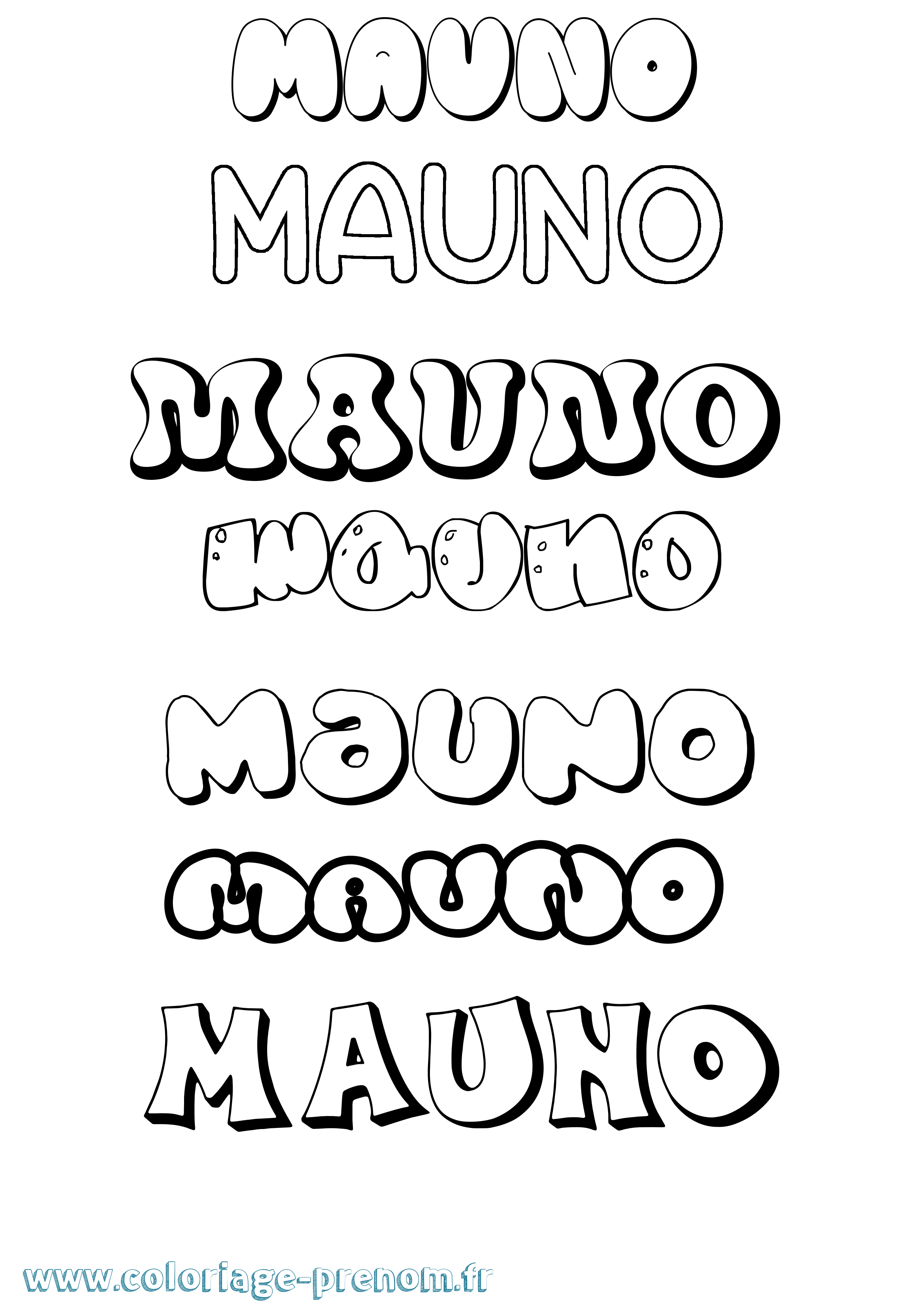 Coloriage prénom Mauno Bubble