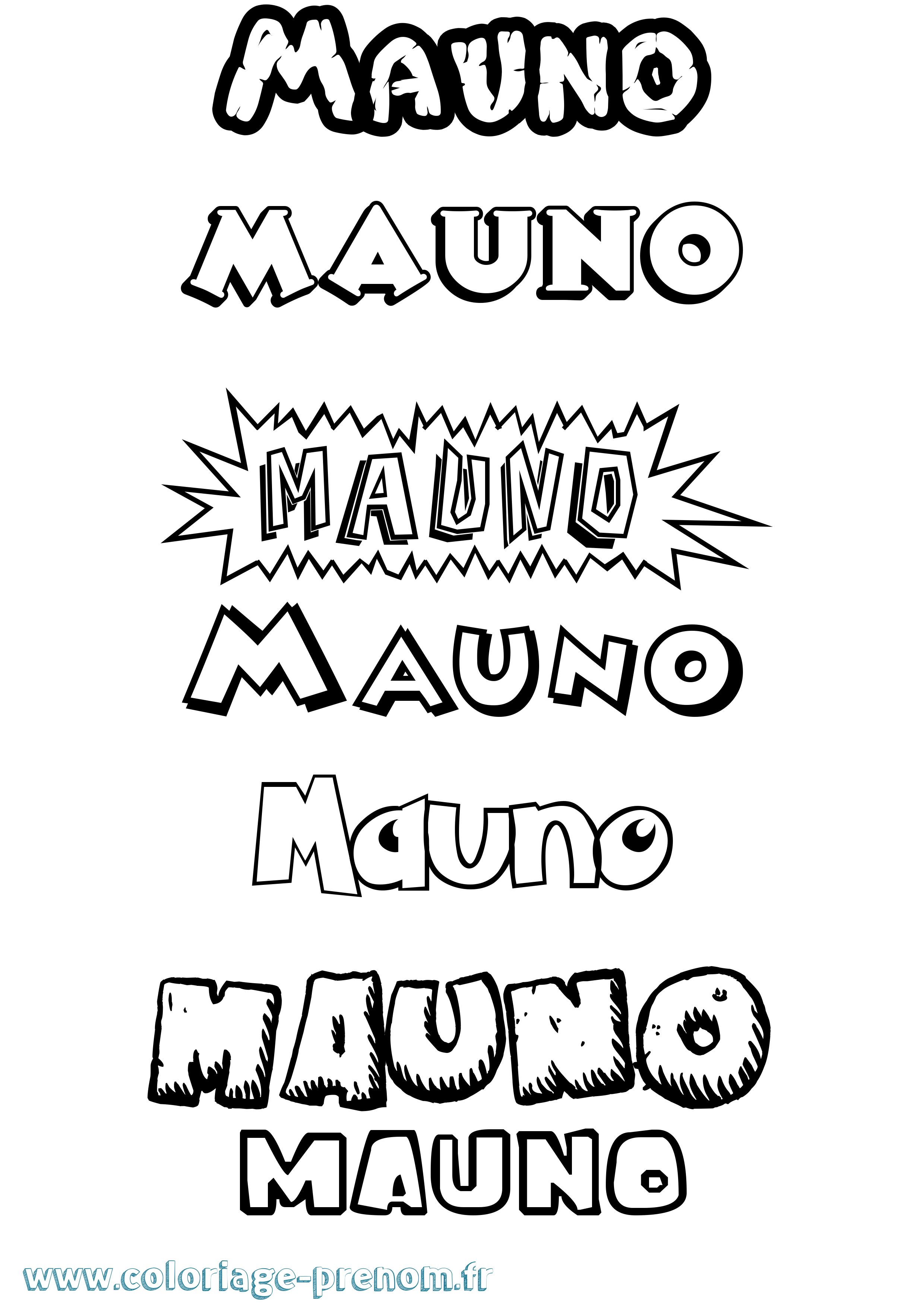 Coloriage prénom Mauno Dessin Animé