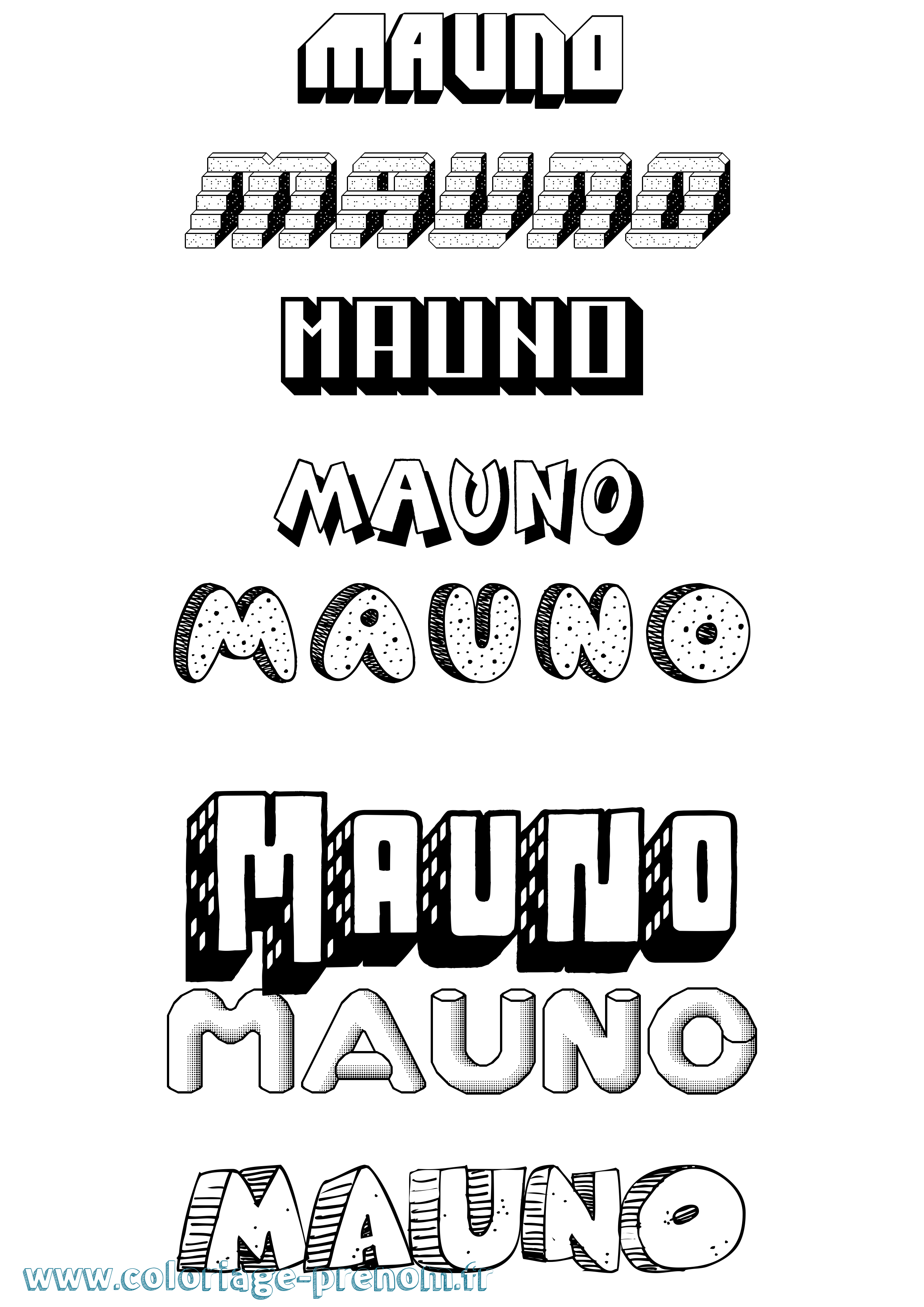Coloriage prénom Mauno Effet 3D