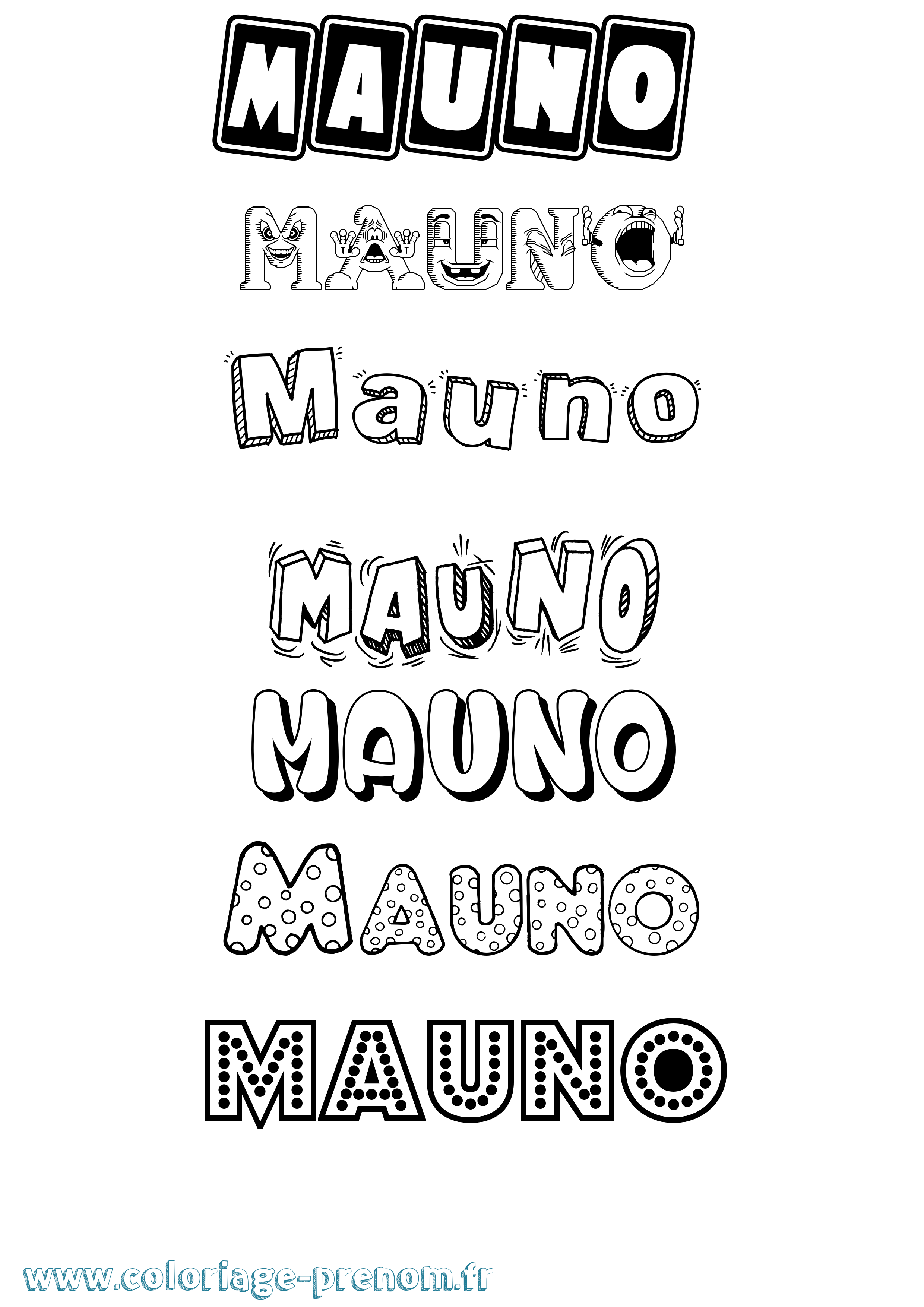 Coloriage prénom Mauno Fun