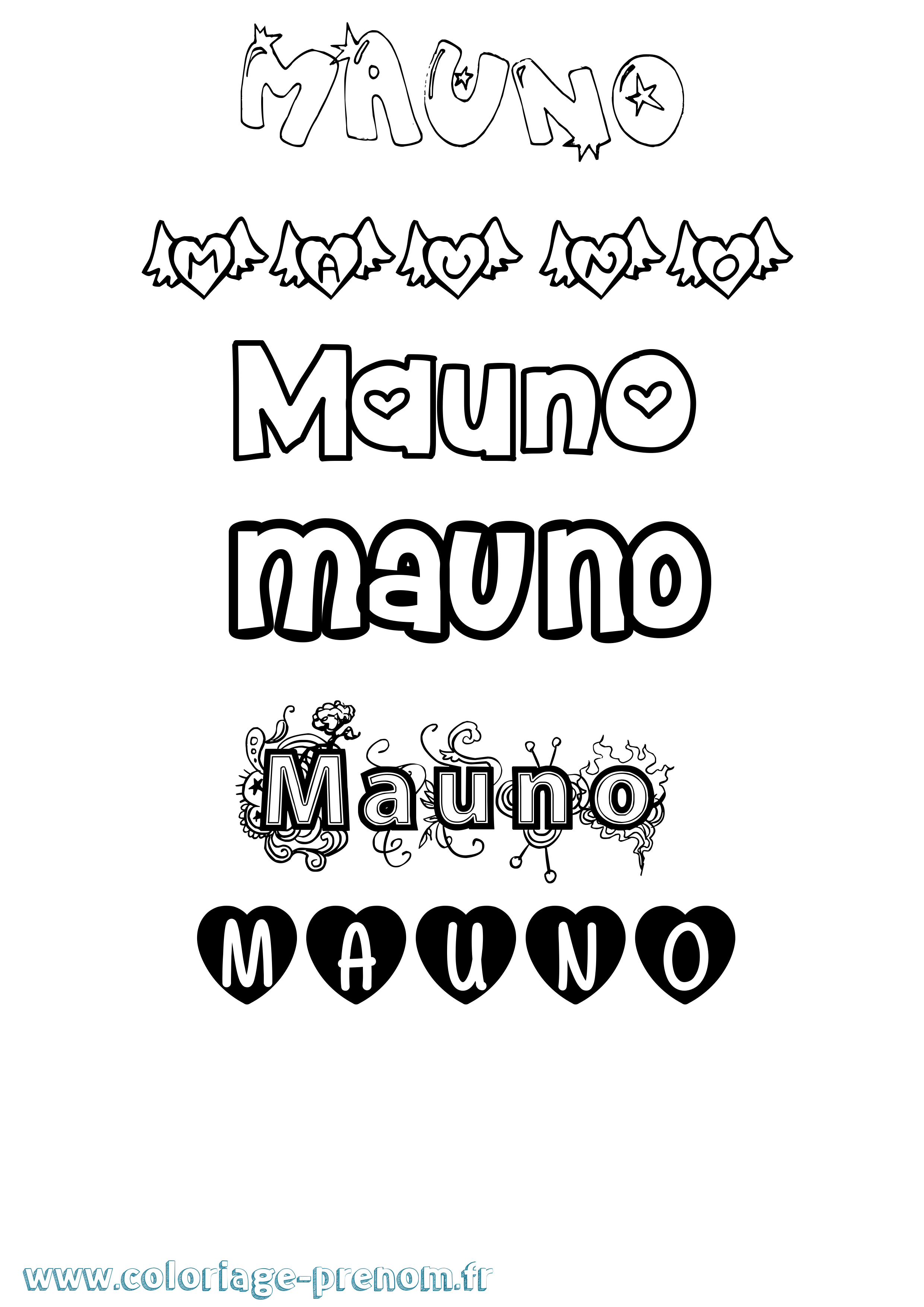 Coloriage prénom Mauno Girly